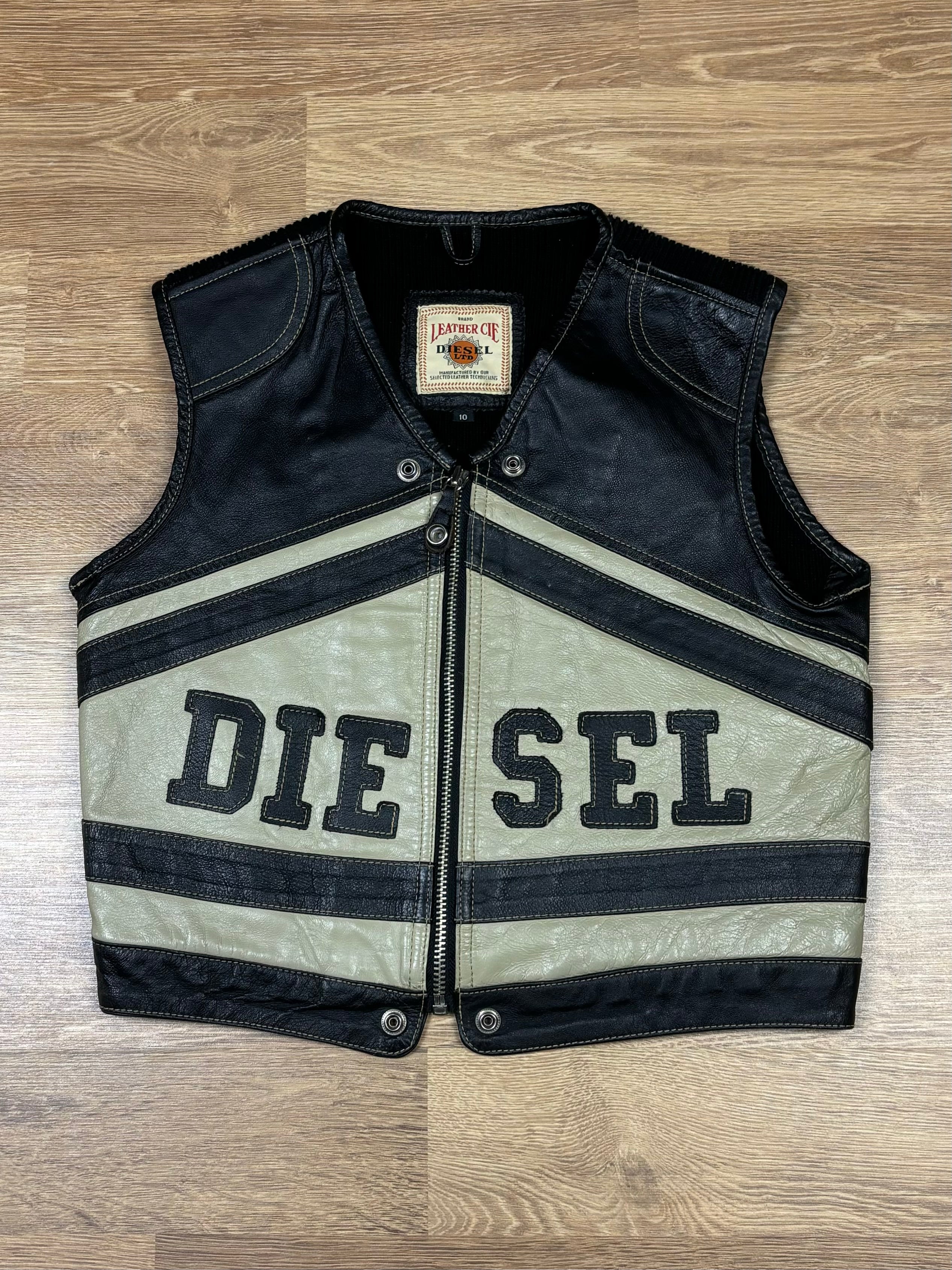 90s Diesel Sleeveless Leather Racing Vest