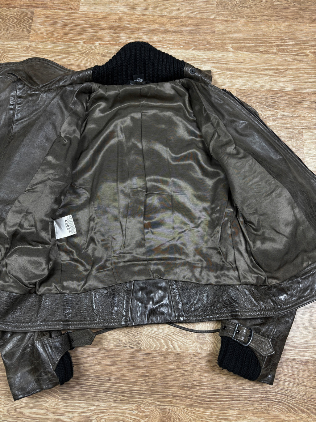 Chaqueta motera corta Diesel Stylelab de cuero marrón