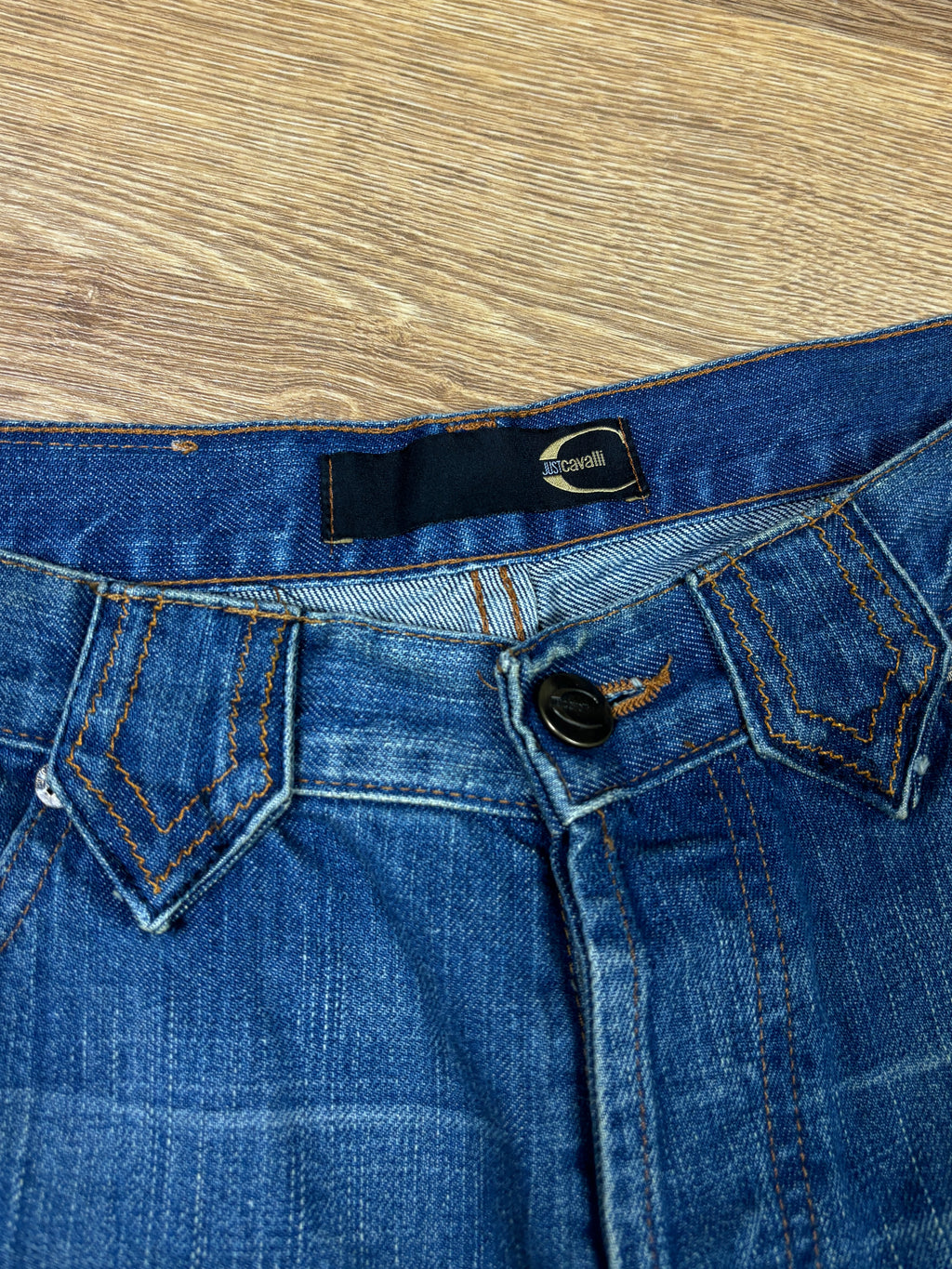 2000s Just Cavalli Embroidered Flared Denim Pants