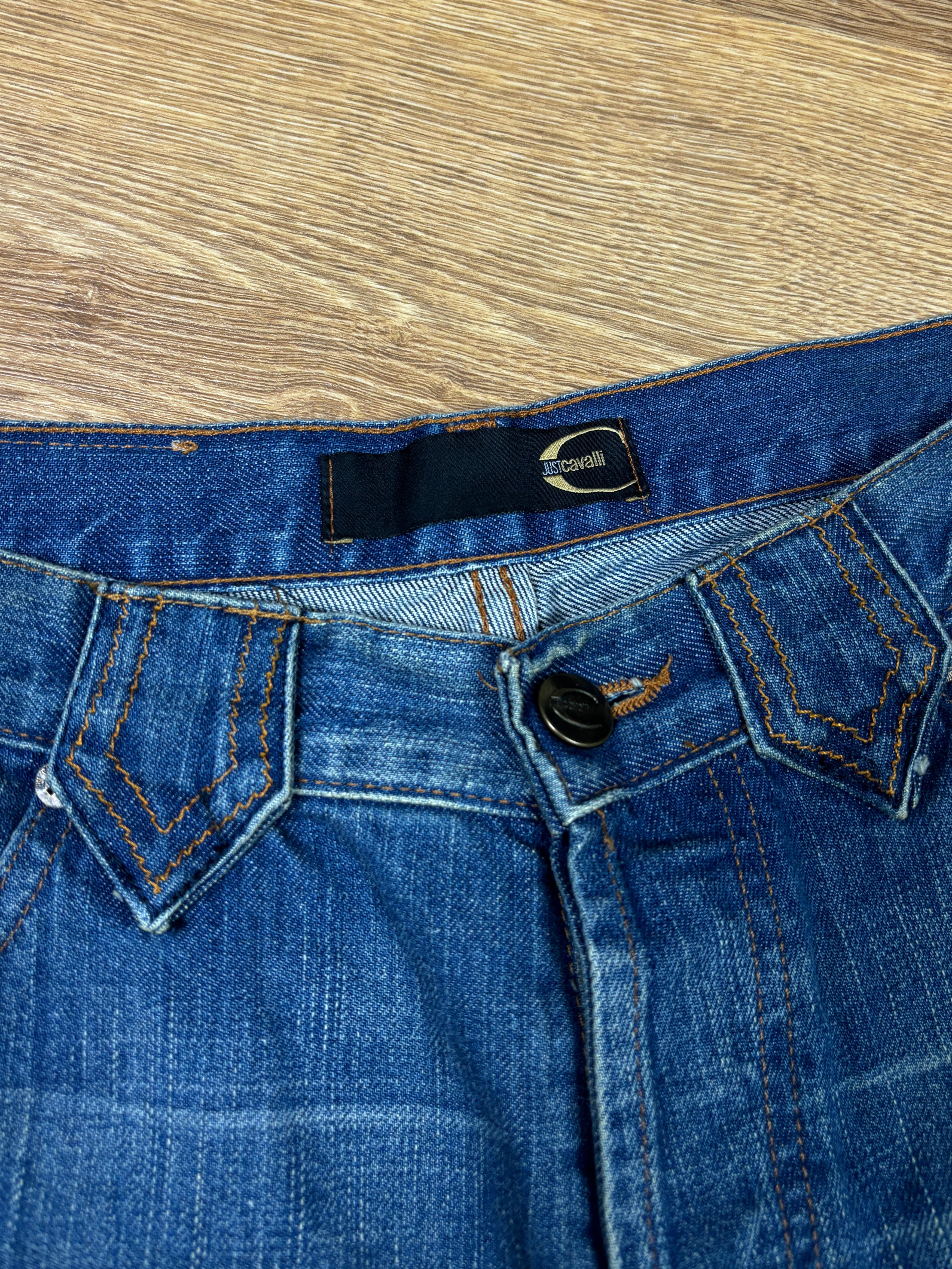 2000s Just Cavalli Embroidered Flared Denim Pants