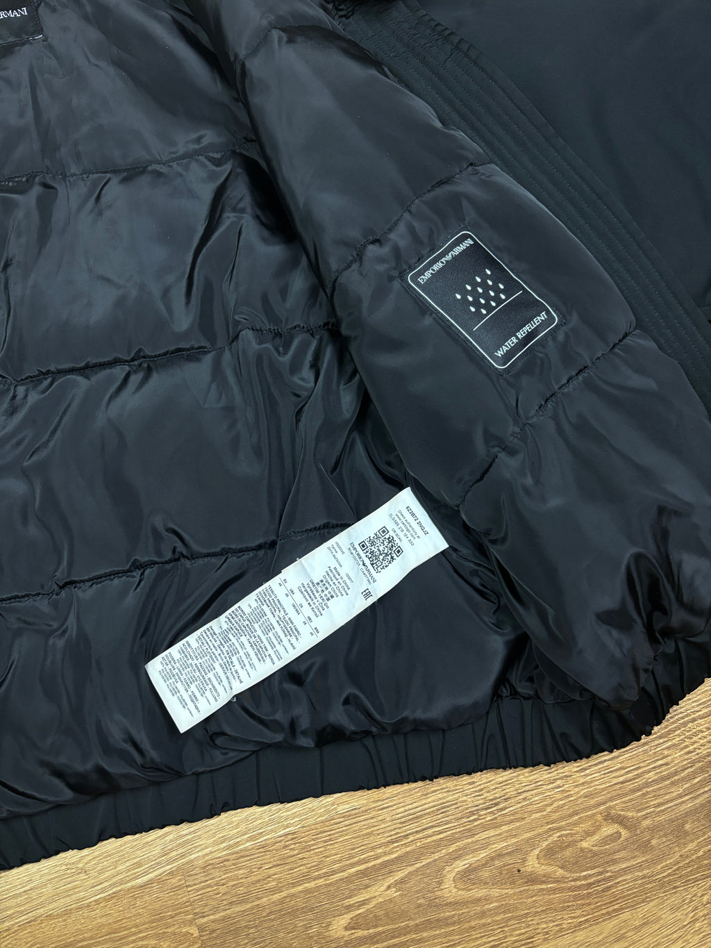 2000s Emporio Armani Black Fur Hooded Bomber Jacket