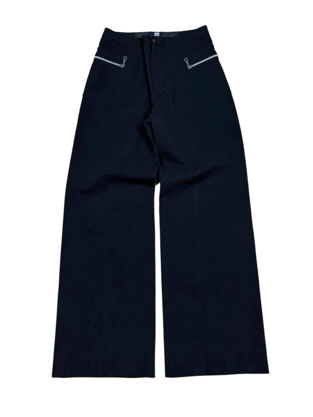 2000s Marithé François Girbaud Black Wide Leg Zip Trousers