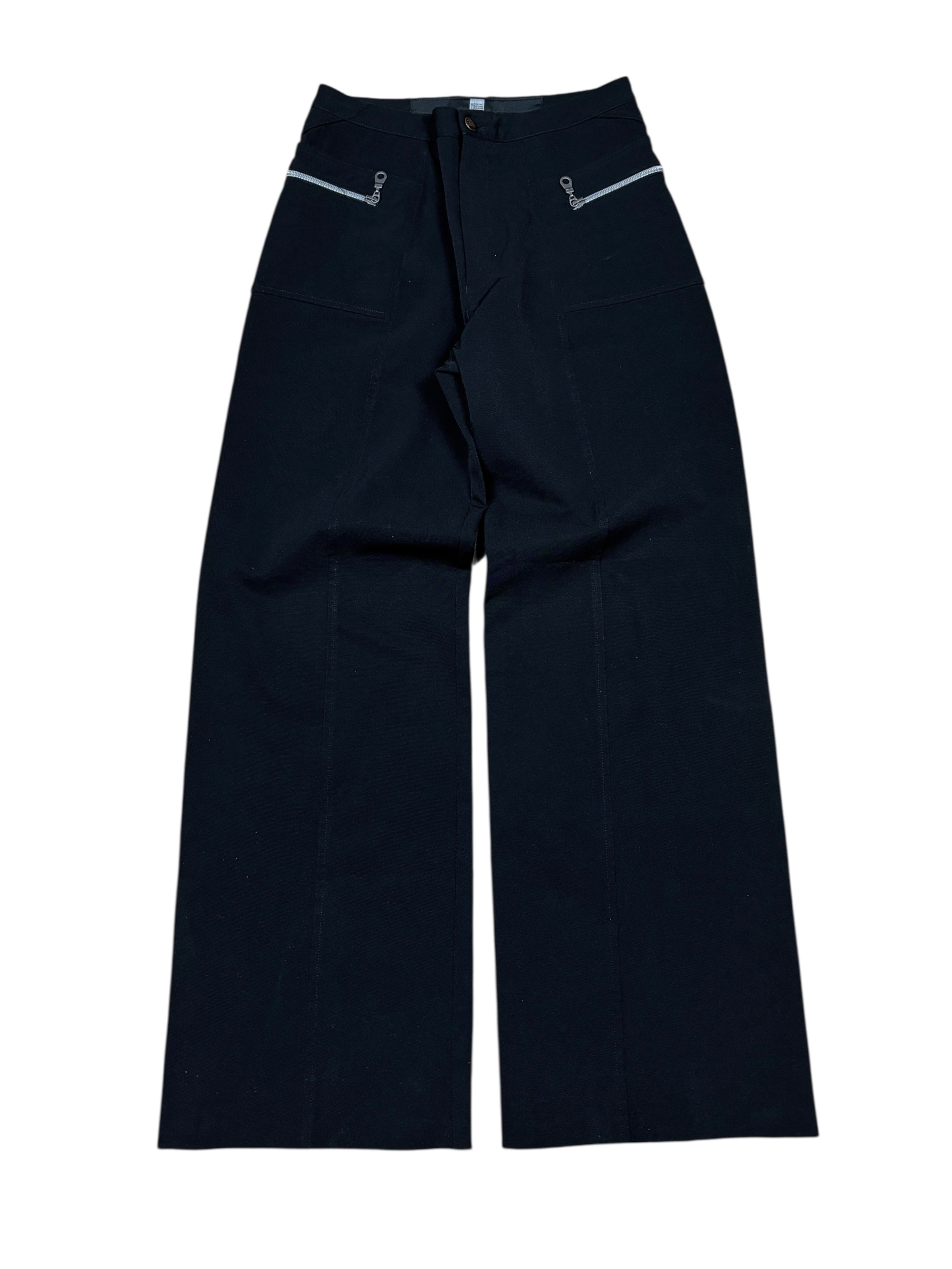 2000s Marithé François Girbaud Black Wide Leg Zip Trousers