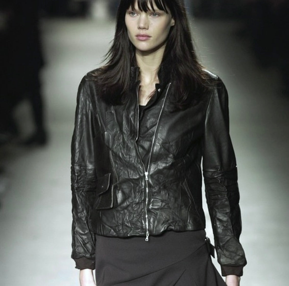 Marithé François Girbaud FW2002 Runway Crinkled Leather Jacket