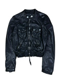 2000s Dsquared2 Cropped Black Leather Jacket