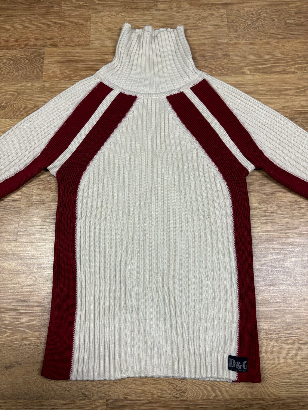 2000s Dolce & Gabbana Ribbed Wool Turtleneck Panel Knit