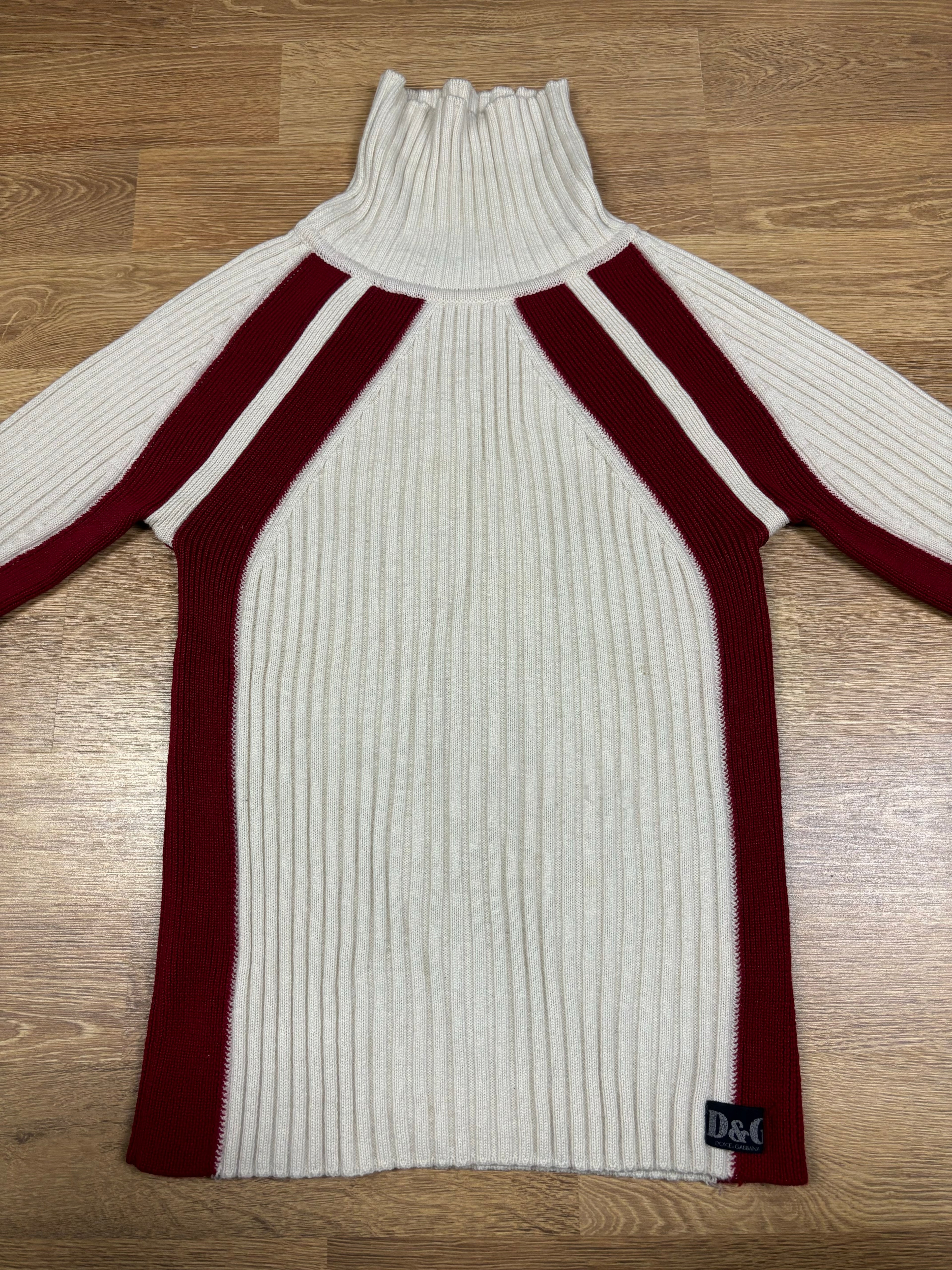 2000s Dolce & Gabbana Ribbed Wool Turtleneck Panel Knit