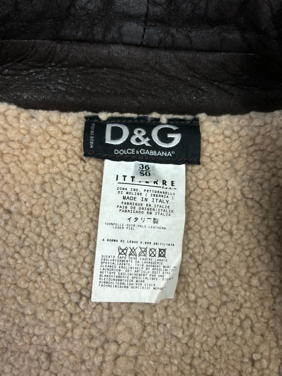2000s Dolce & Gabbana Leather Shearling Biker Jacket