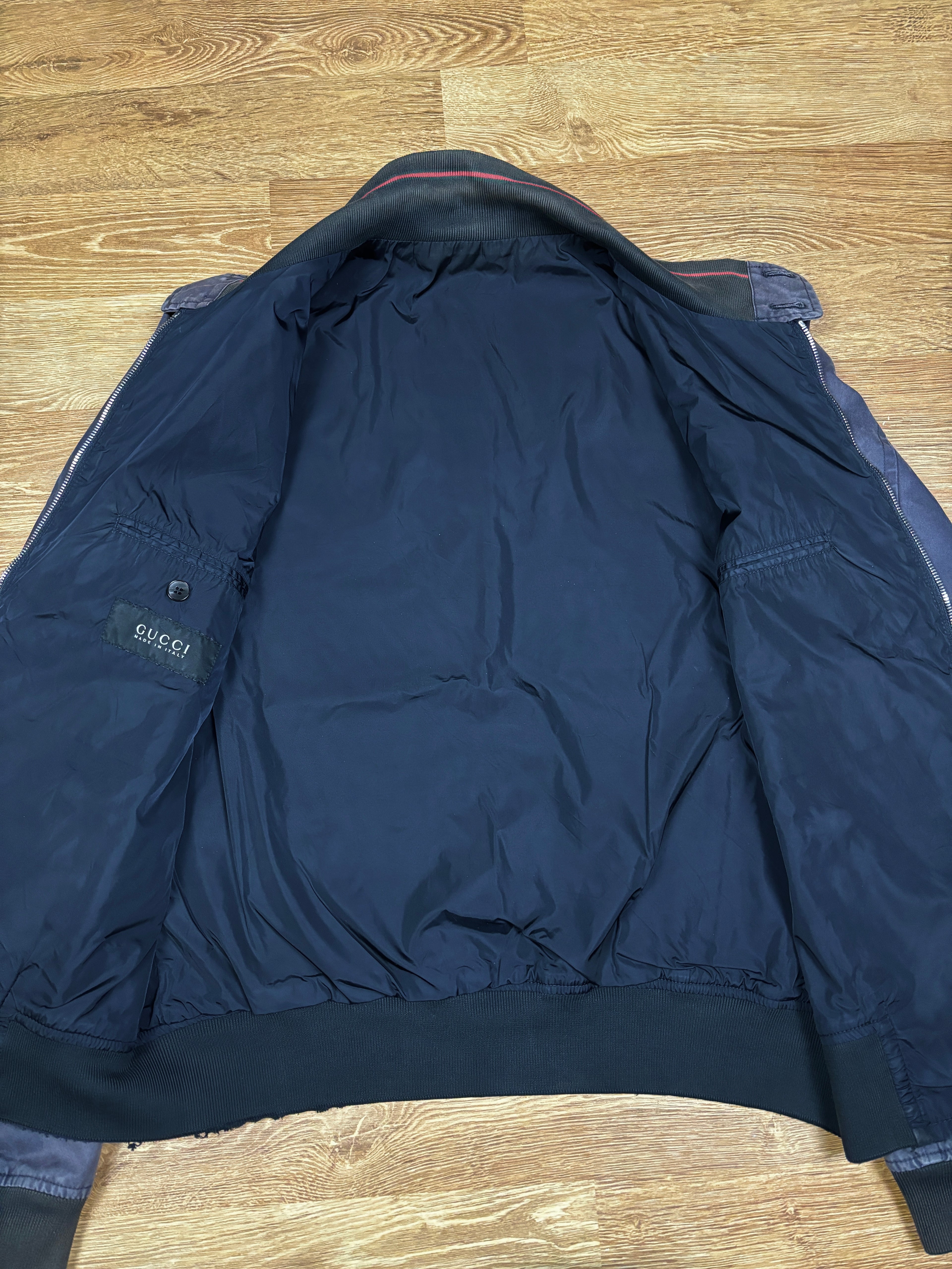 Gucci 2000s Cotton Biker Jacket Navy