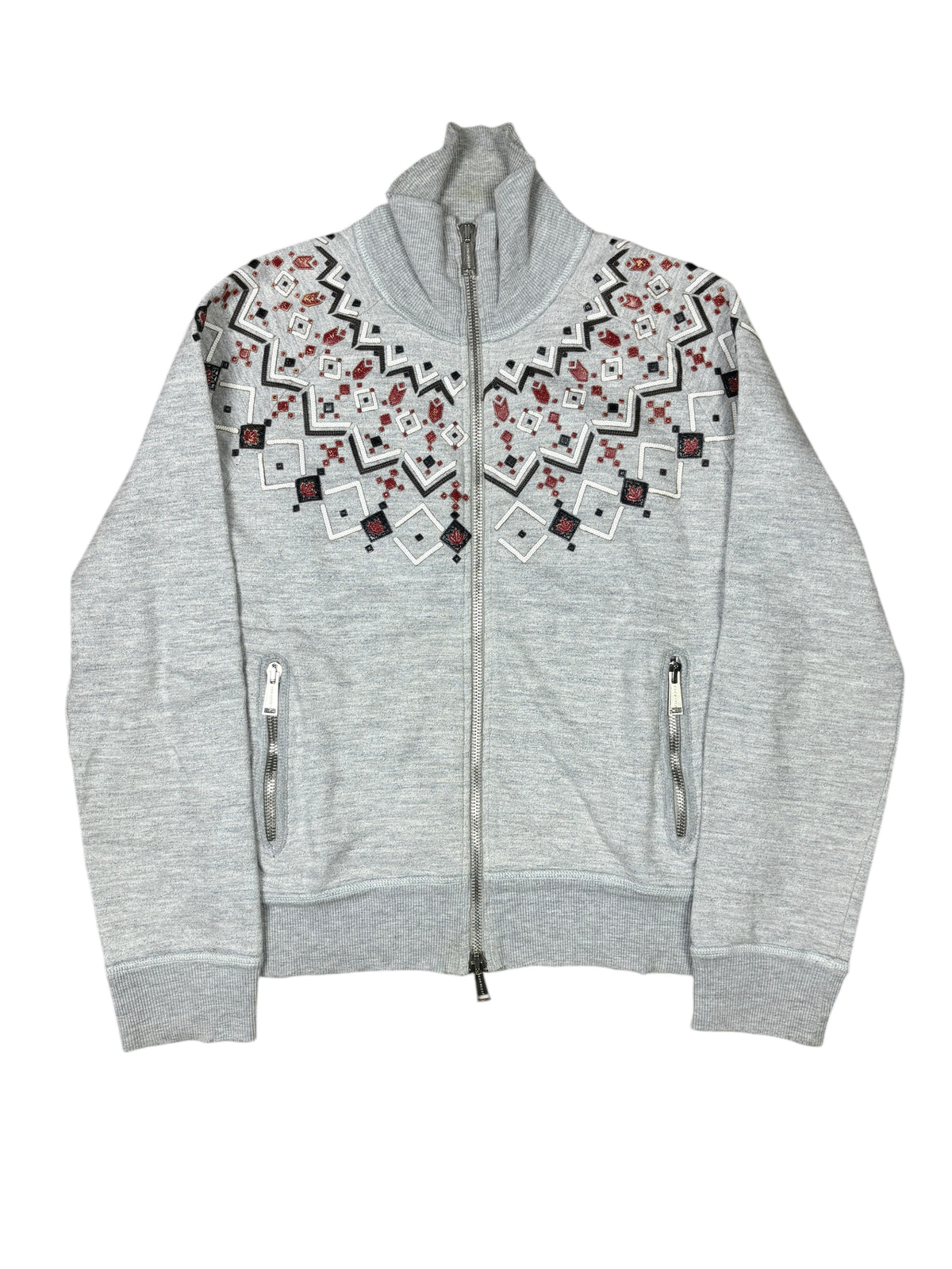 2000s Dsquared2 Embroidered Zip-Up Sweater