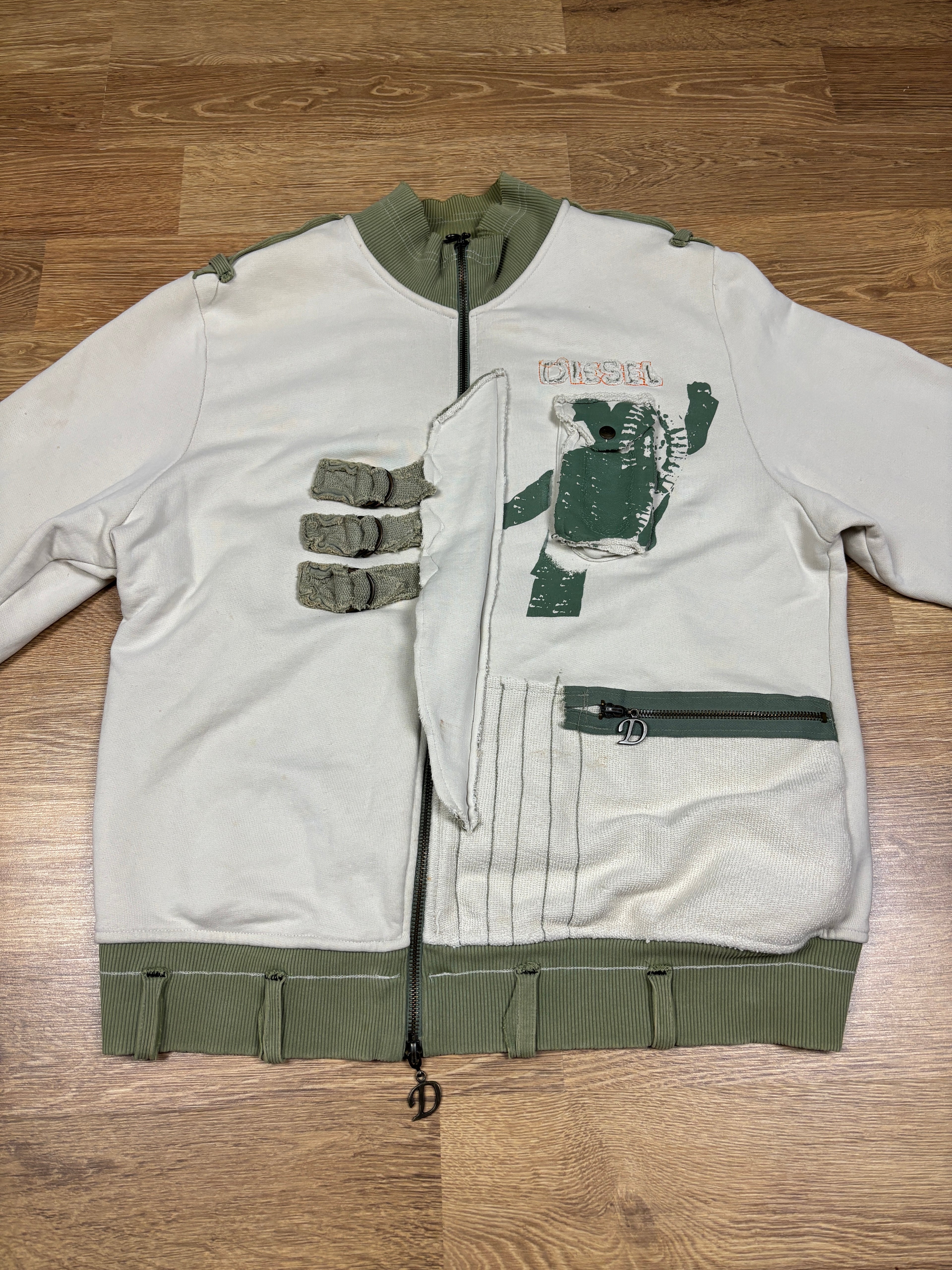 2000s Diesel Distressed Utility Zip-Up