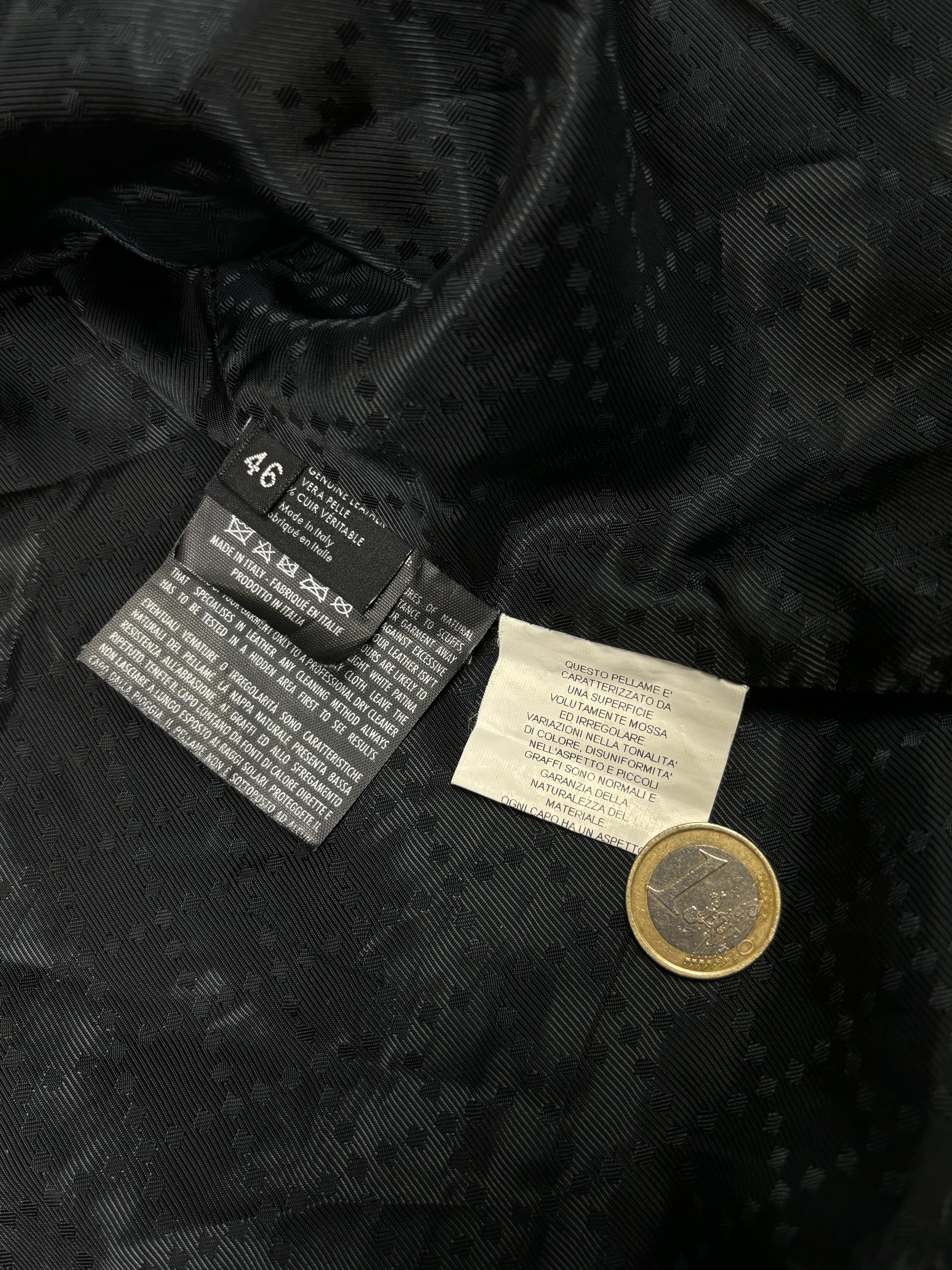 Chaqueta bomber de piel con franja web de Gucci de los 2000