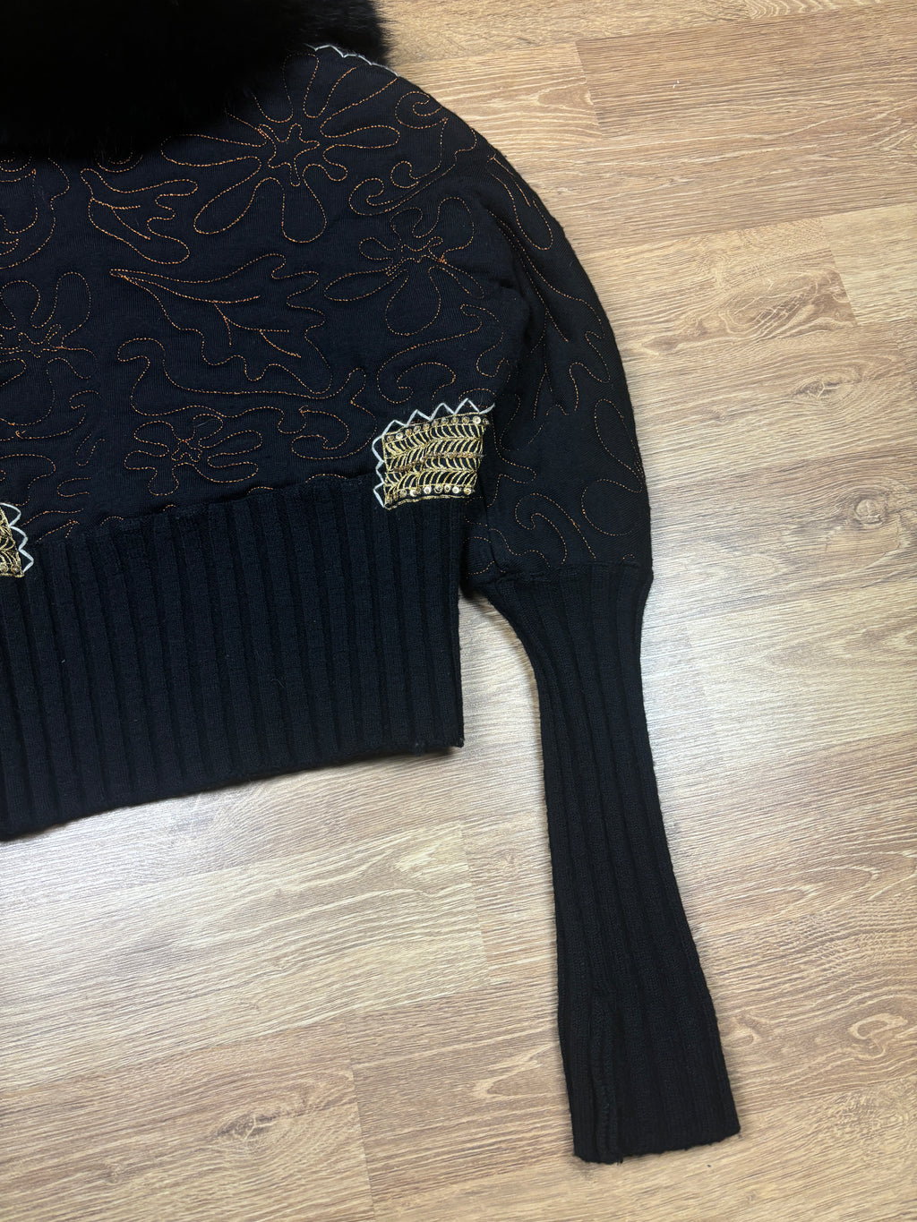 2000s Roberto Cavalli Embroidered Fox Fur Collar Jacket