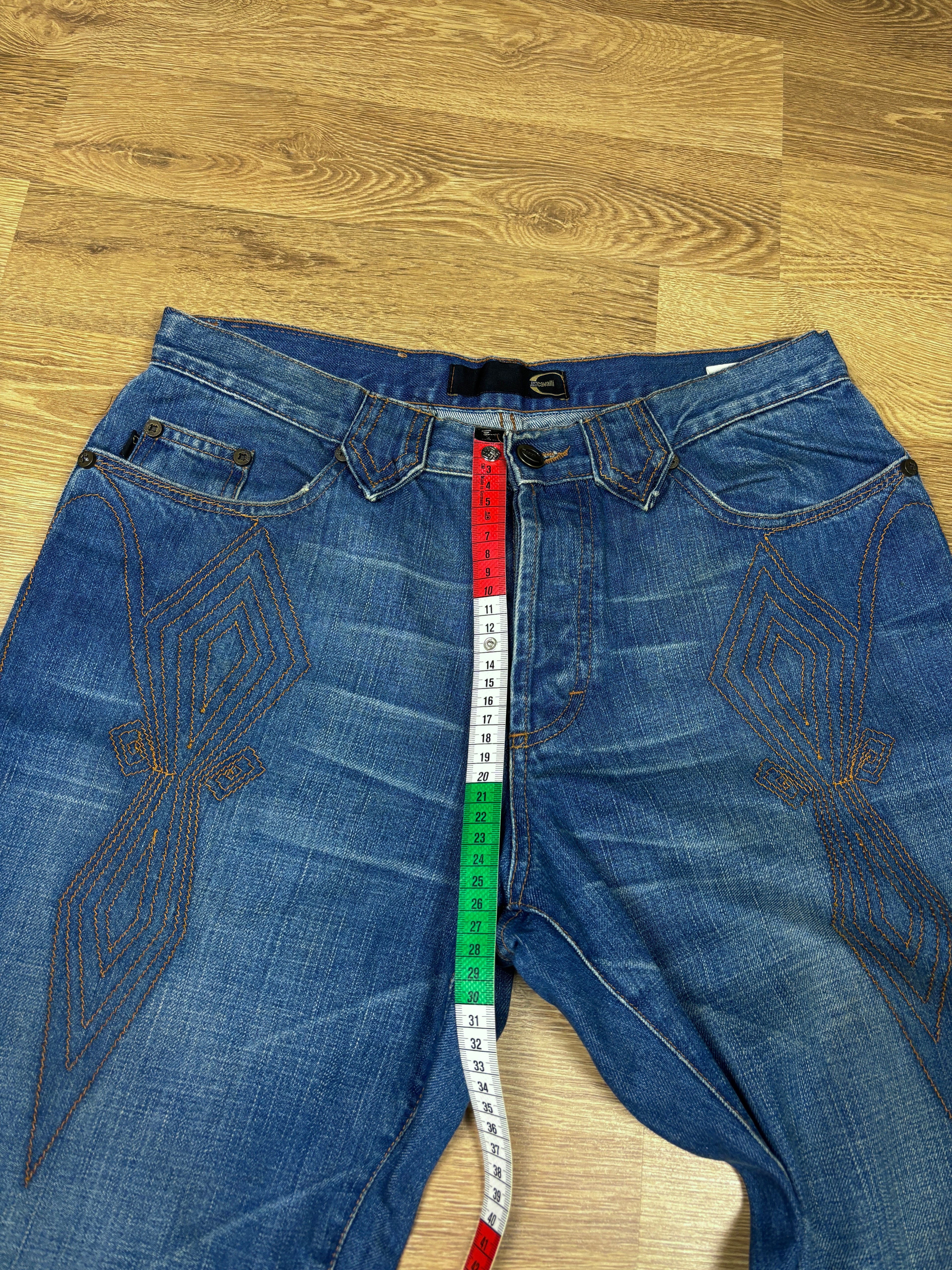 2000s Just Cavalli Embroidered Flared Denim Pants