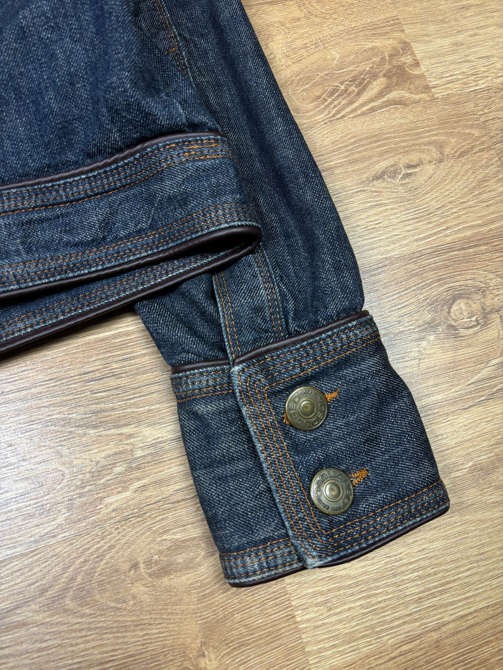 Dsquared2 AW2004 Runway Leather-Trimmed Cropped Denim Jacket