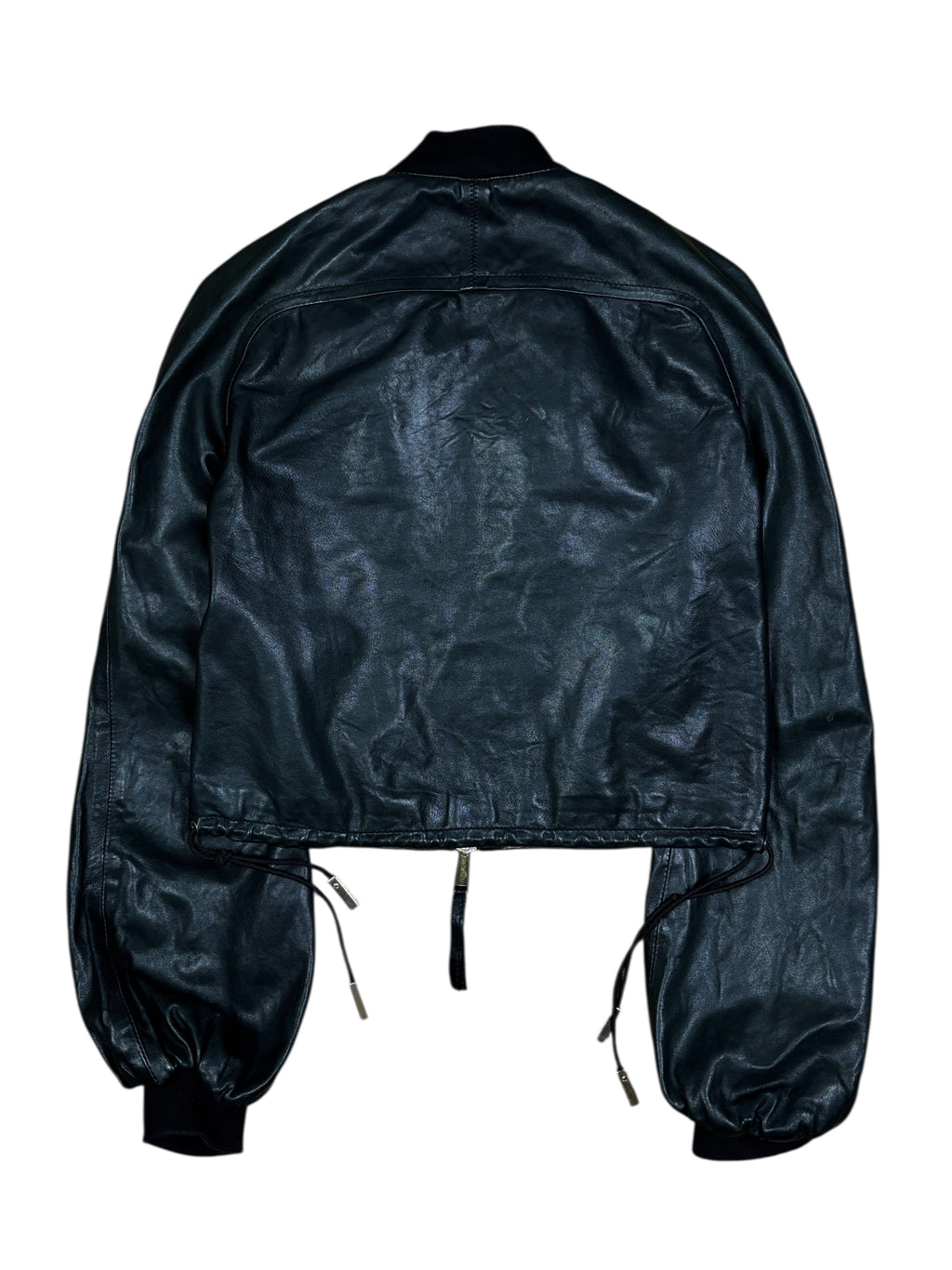 2000s Dsquared2 Black Leather Balloon Sleeve Jacket