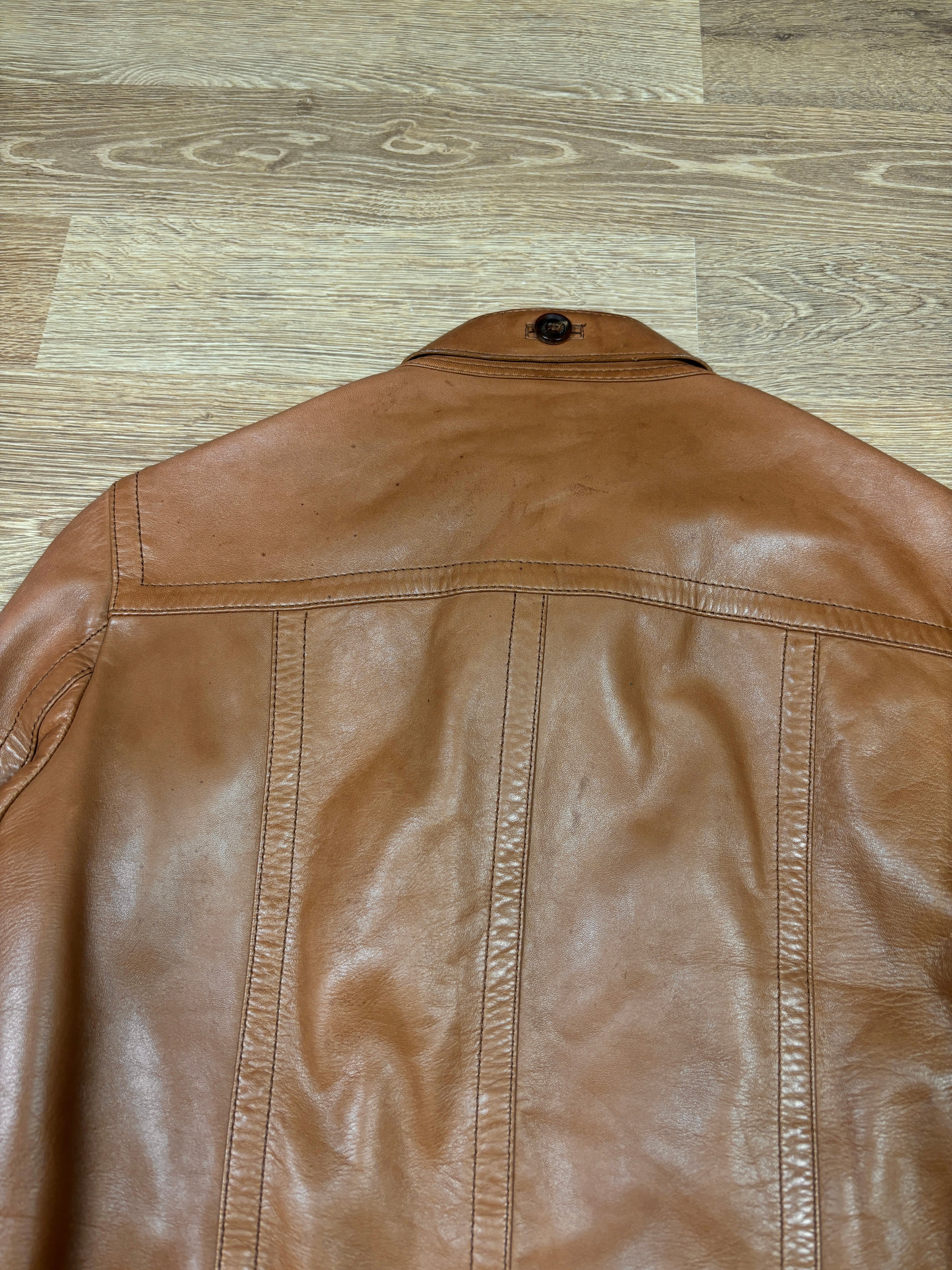 Gucci 2000s Leather Biker Jacket with GG Belt