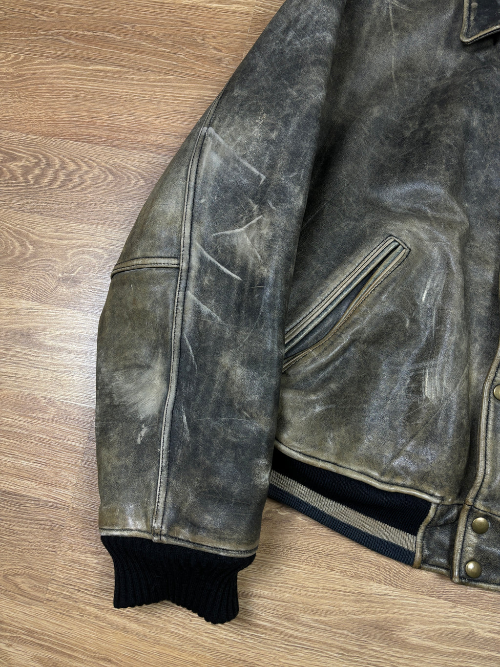 1990s Diesel Distressed Leather Bomber Jacket