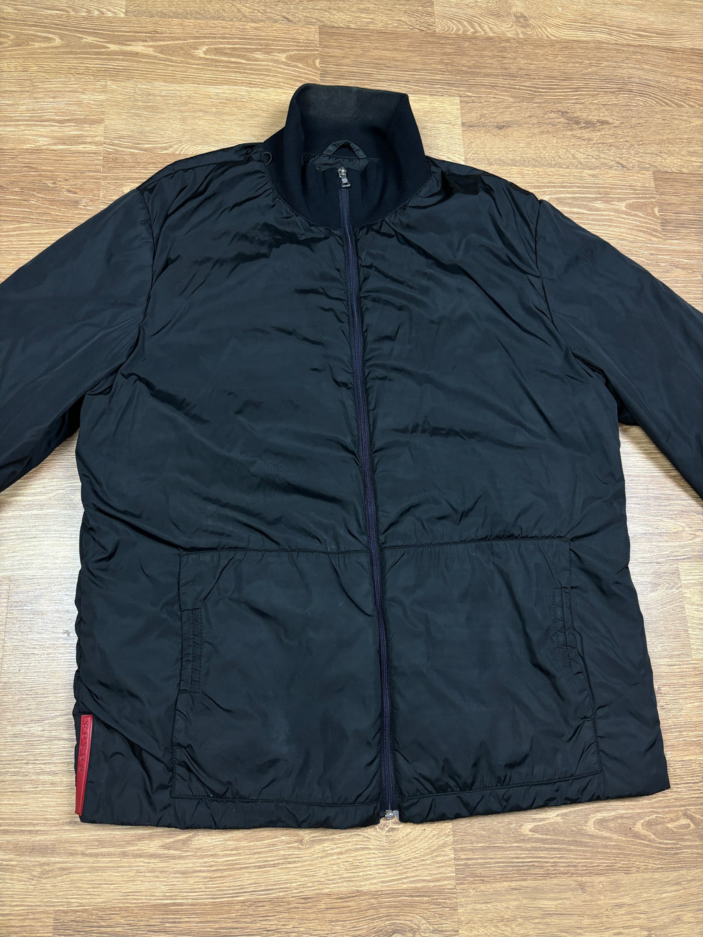 2000s Prada Linea Rossa Black Nylon Jacket