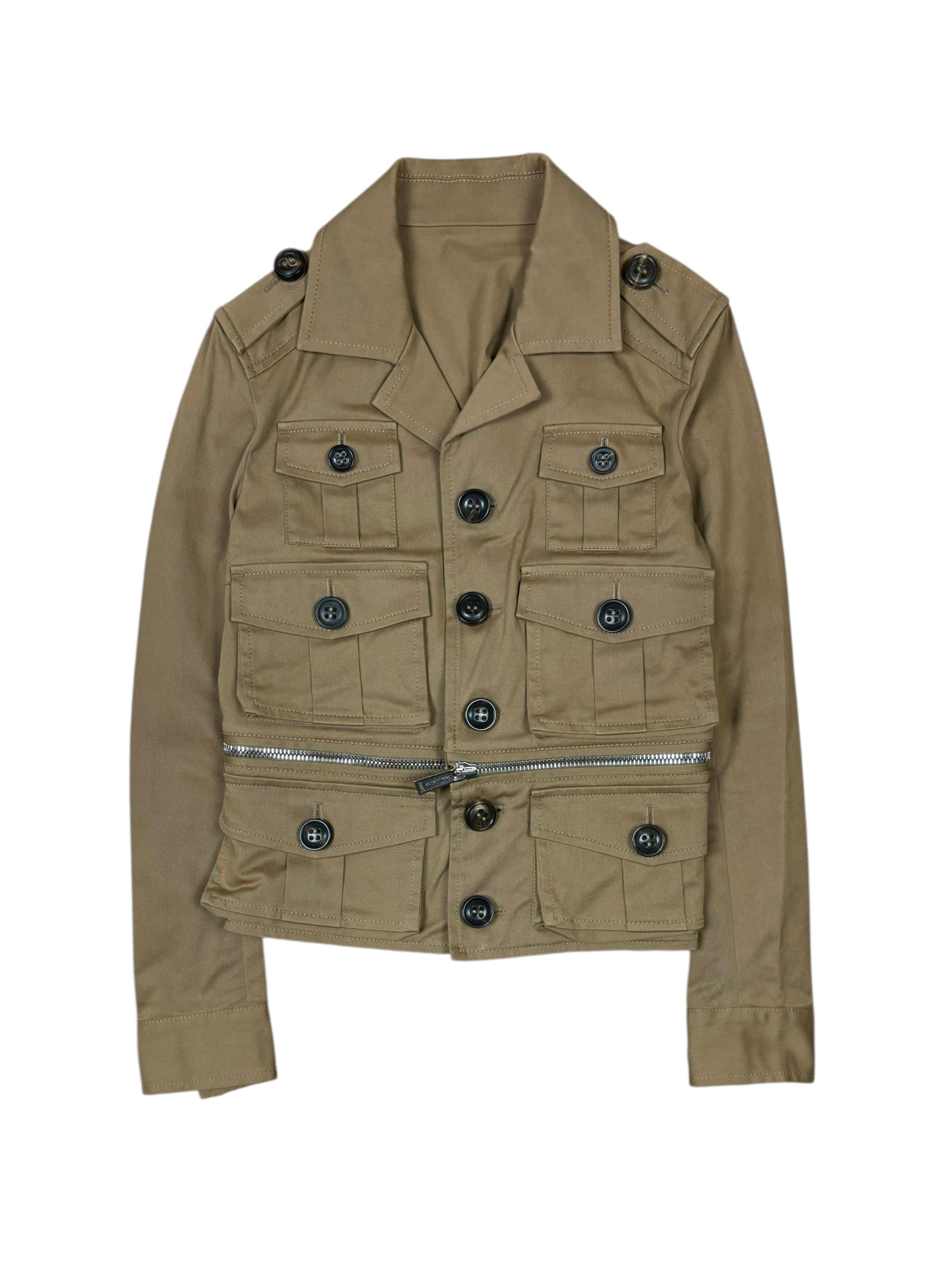 Chaqueta utilitaria Dsquared2 con múltiples bolsillos y espalda tipo corsé