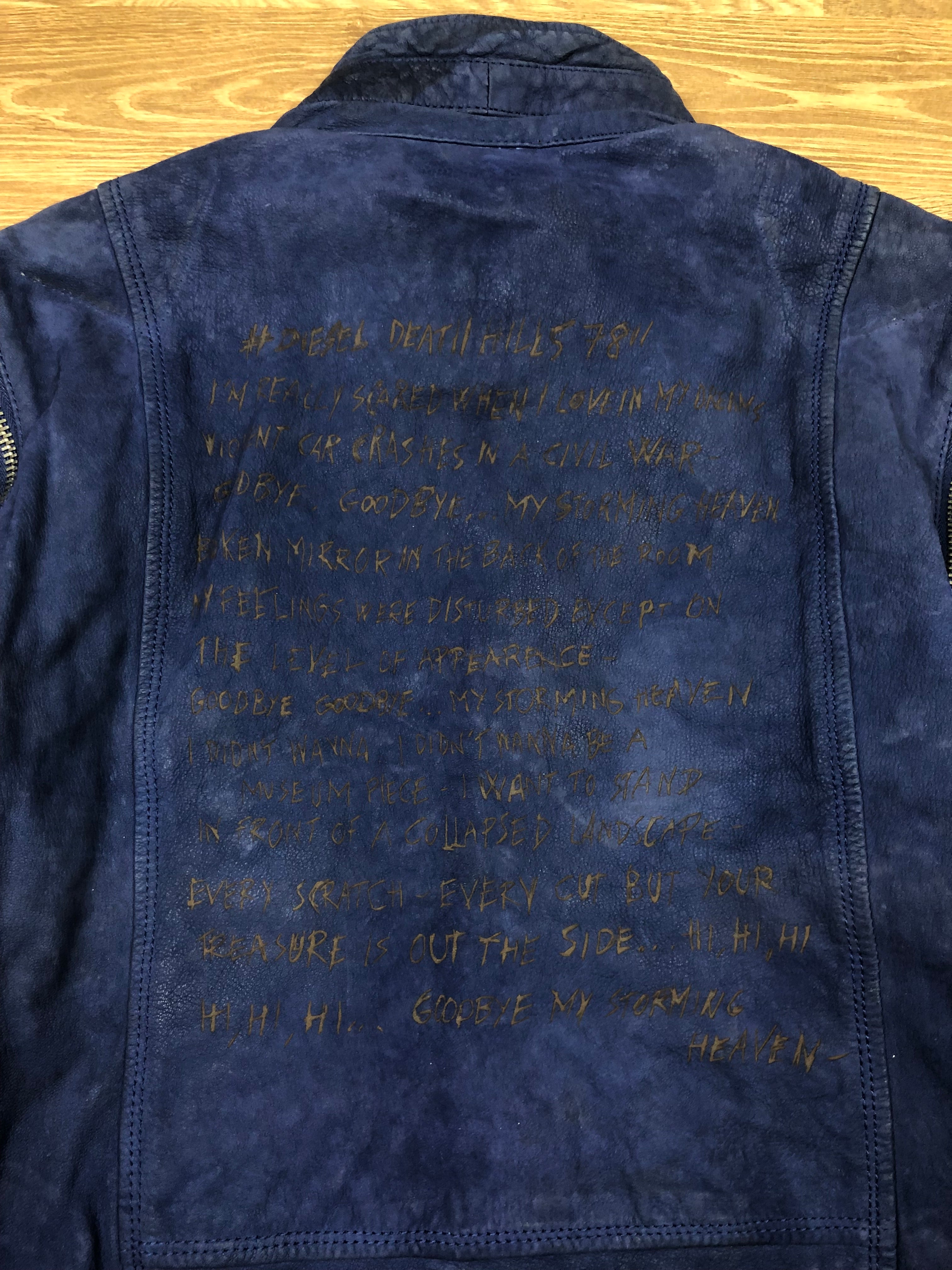Chaqueta Diesel de cuero azul descapotable de los 2000