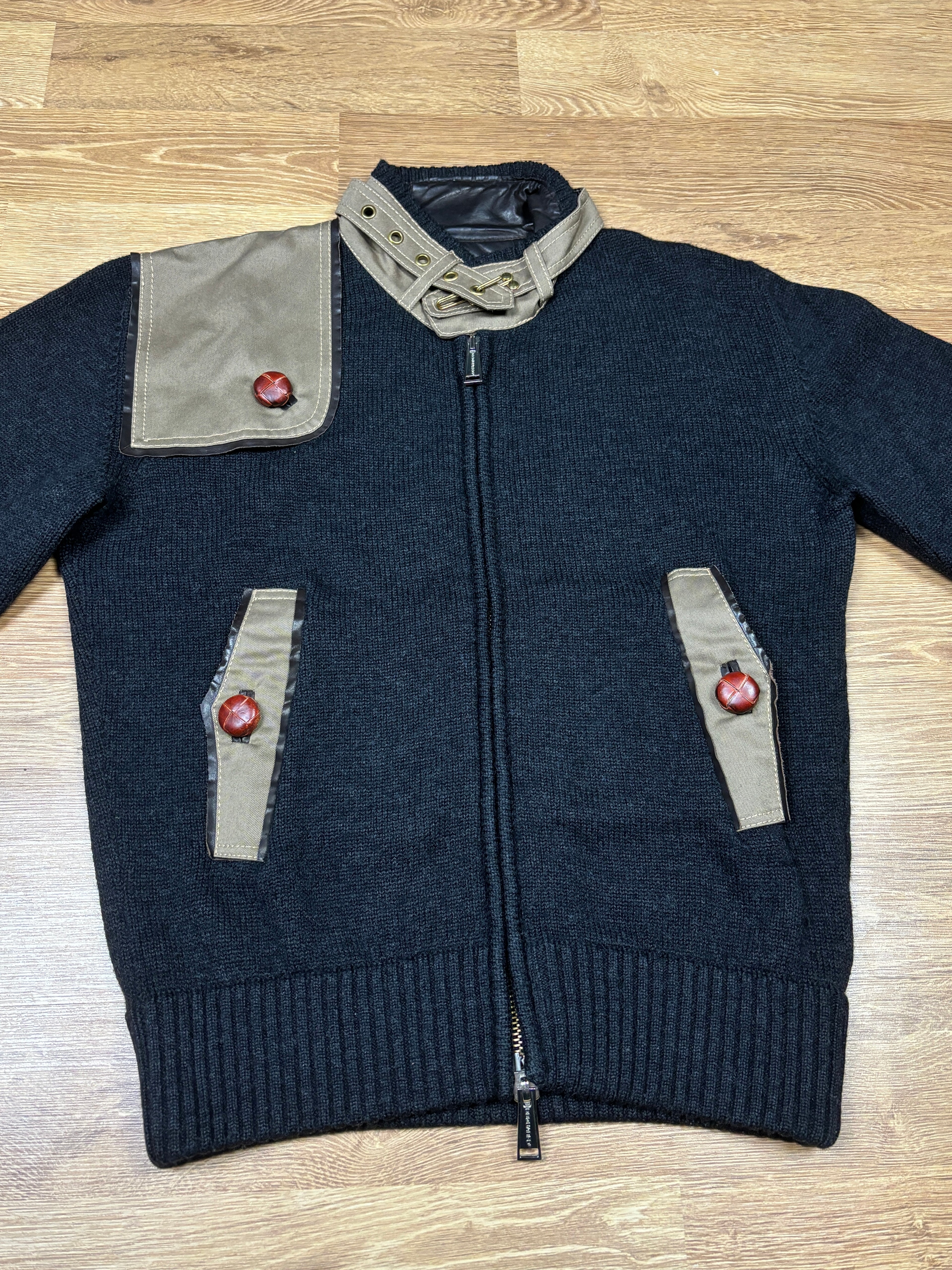 Dsquared2 AW2004 Wool Knit Paneled Zip Up