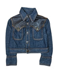 Dsquared2 AW2004 Runway Leather-Trimmed Cropped Denim Jacket