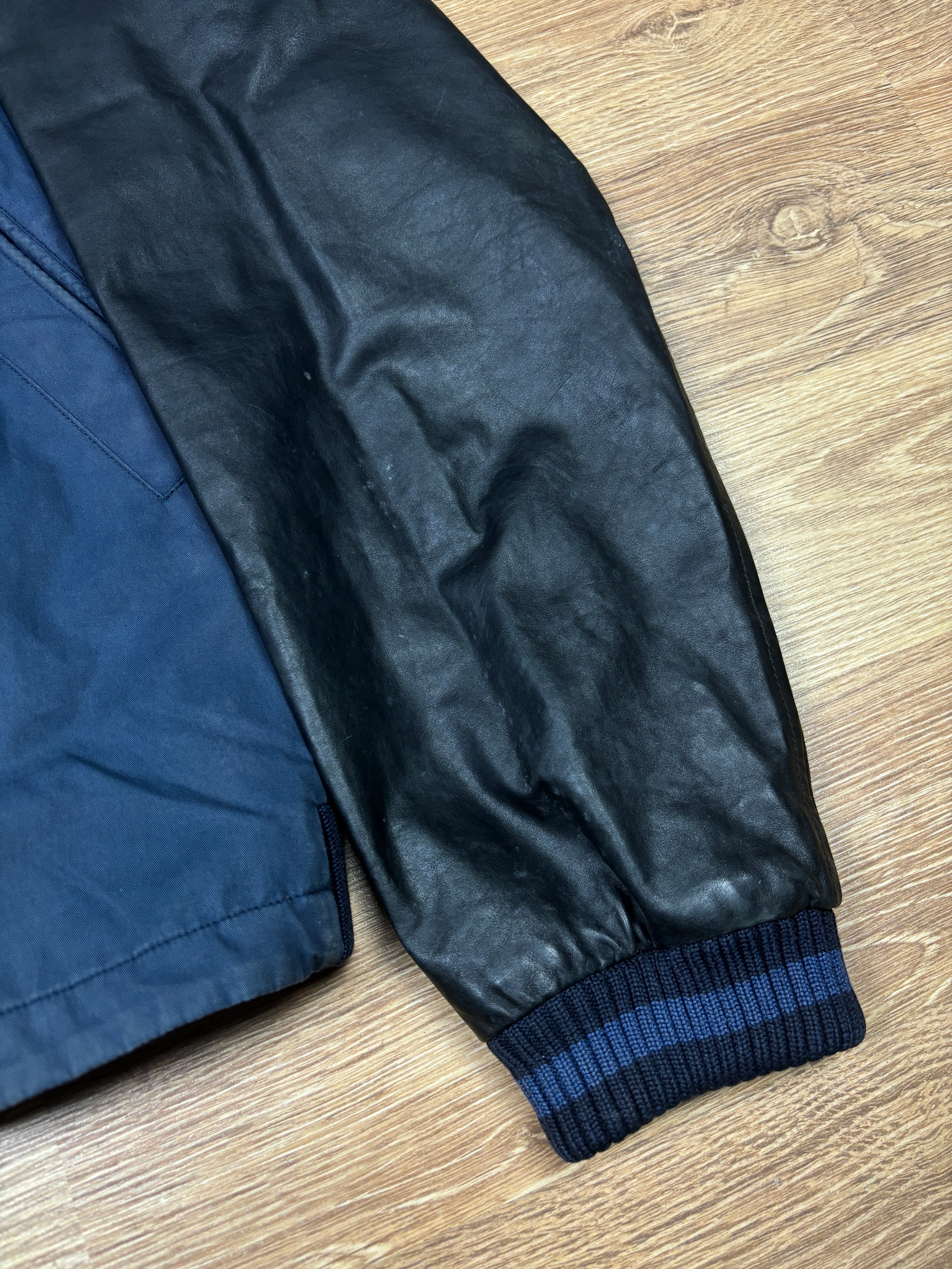 SS2010 Gucci Navy Cotton & Leather Sleeve Varsity Jacket