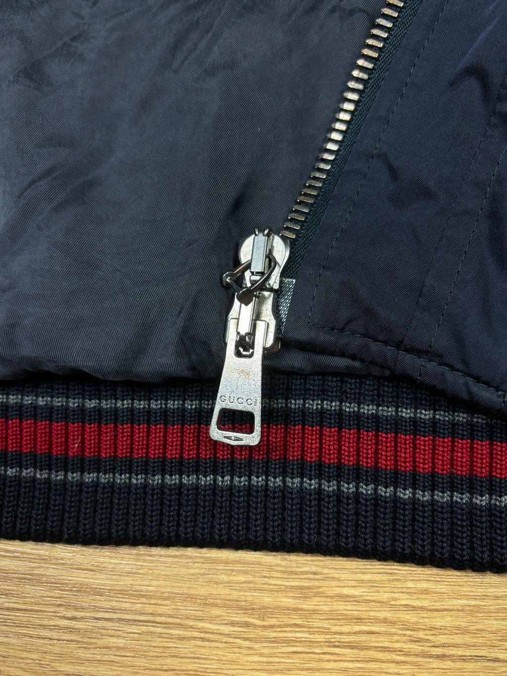 Gucci AW2011 Shearling Collar Nylon Bomber Jacket