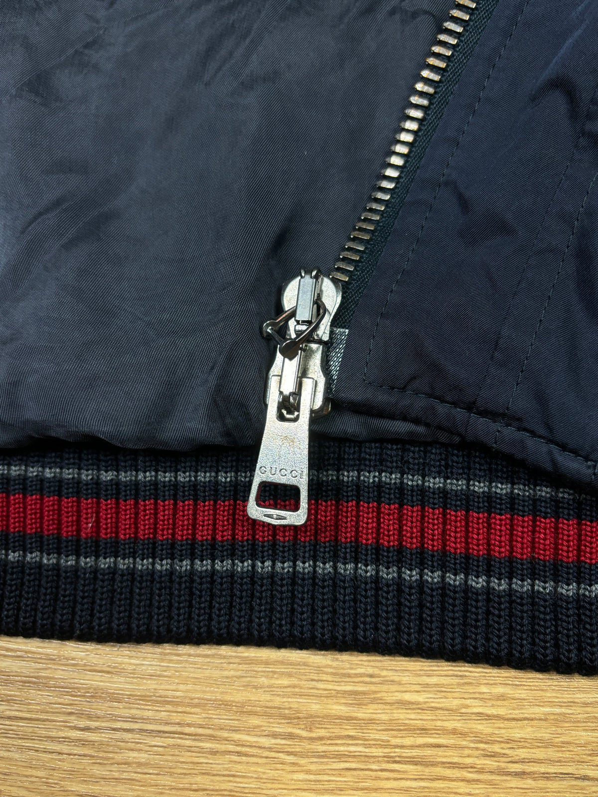 Gucci AW2011 Shearling Collar Nylon Bomber Jacket