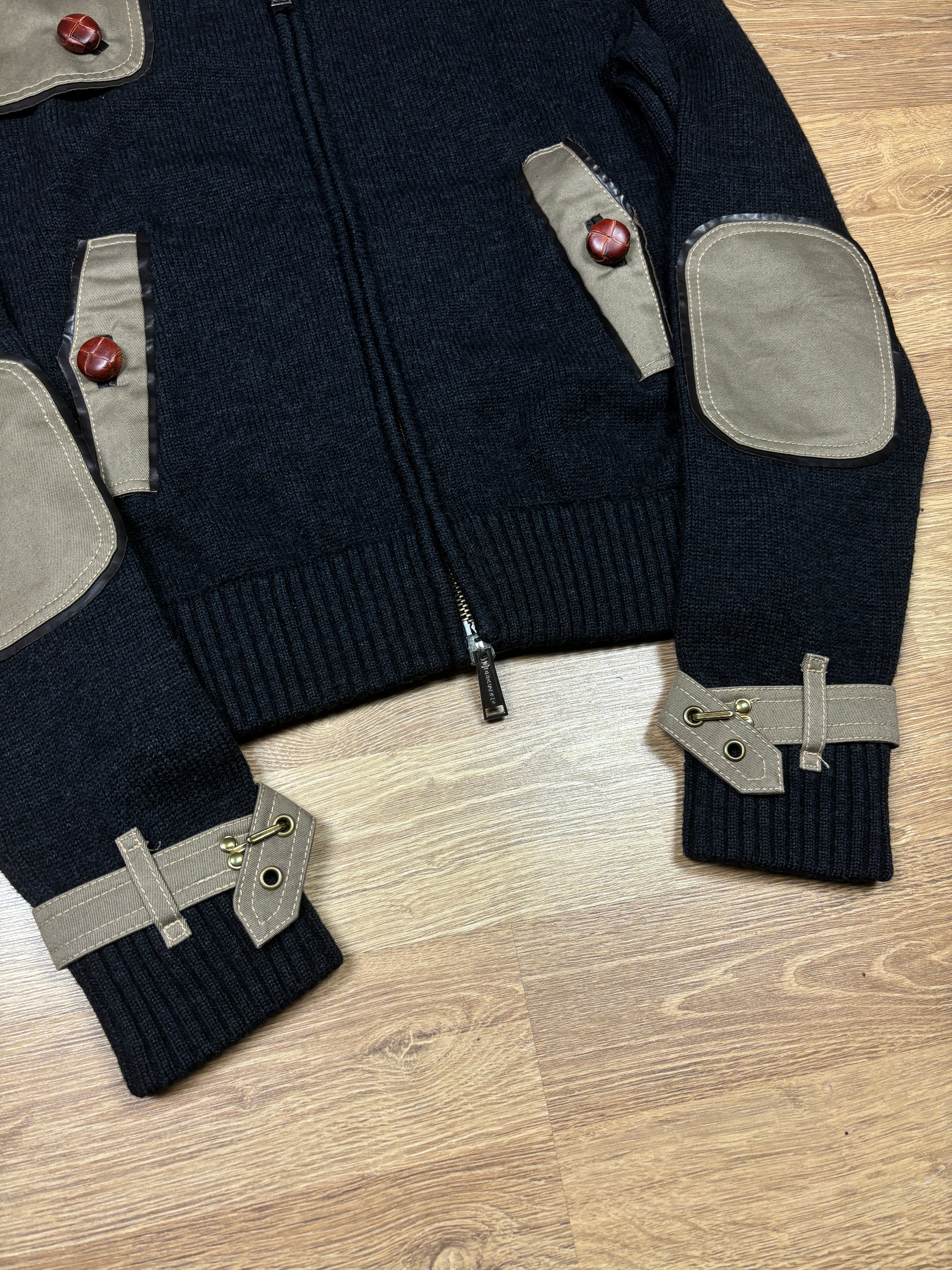 Dsquared2 AW2004 Wool Knit Paneled Zip Up