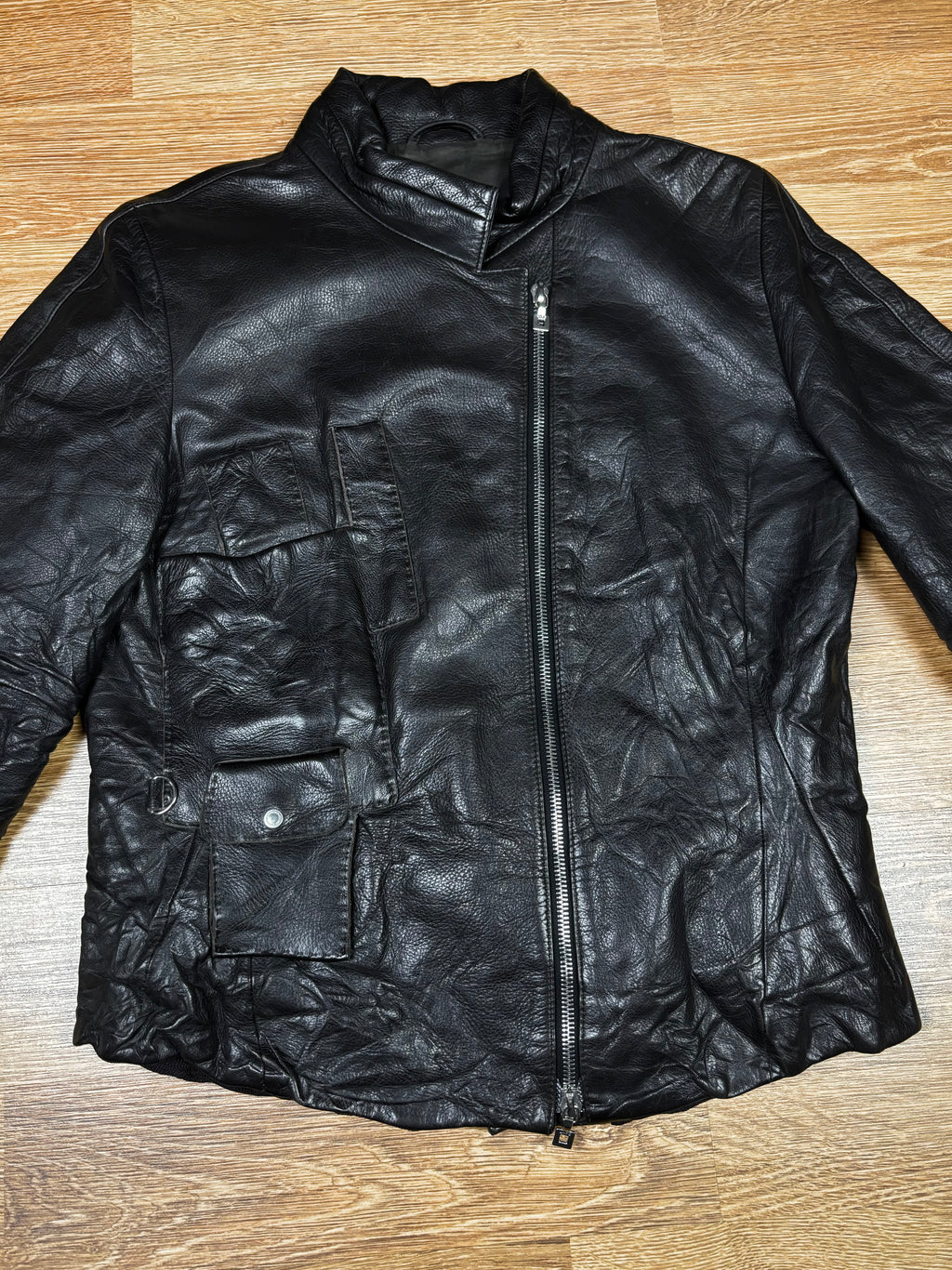 Marithé François Girbaud FW2002 Runway Crinkled Leather Jacket