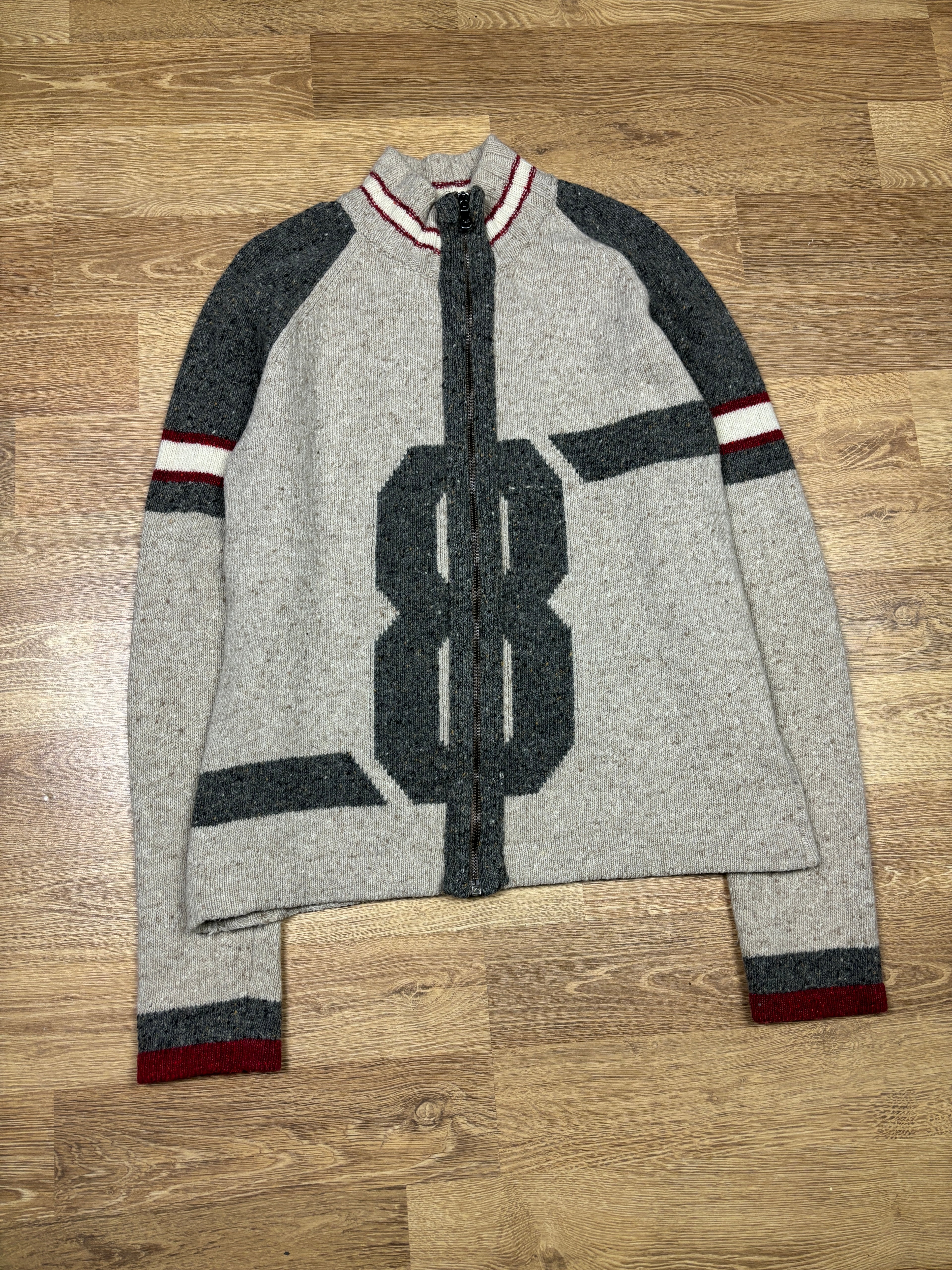 2000s Dolce & Gabbana Wool ‘8’ Zip Knit Sweater