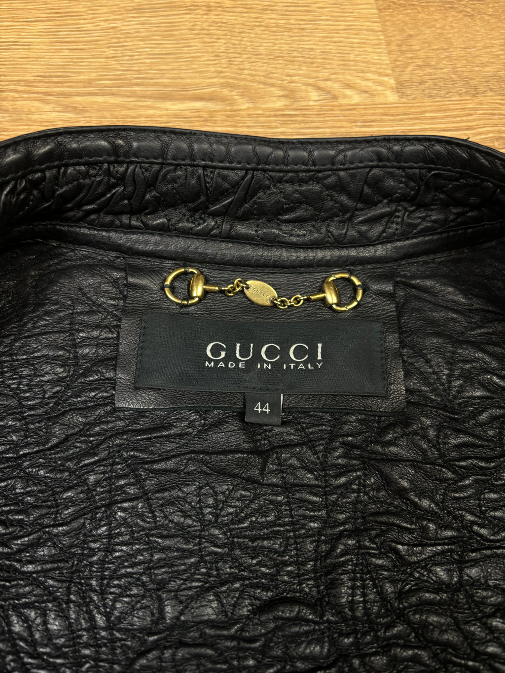 Gucci by Frida Giannini Asymmetrical Wrinkled Stretch Leather Jacket