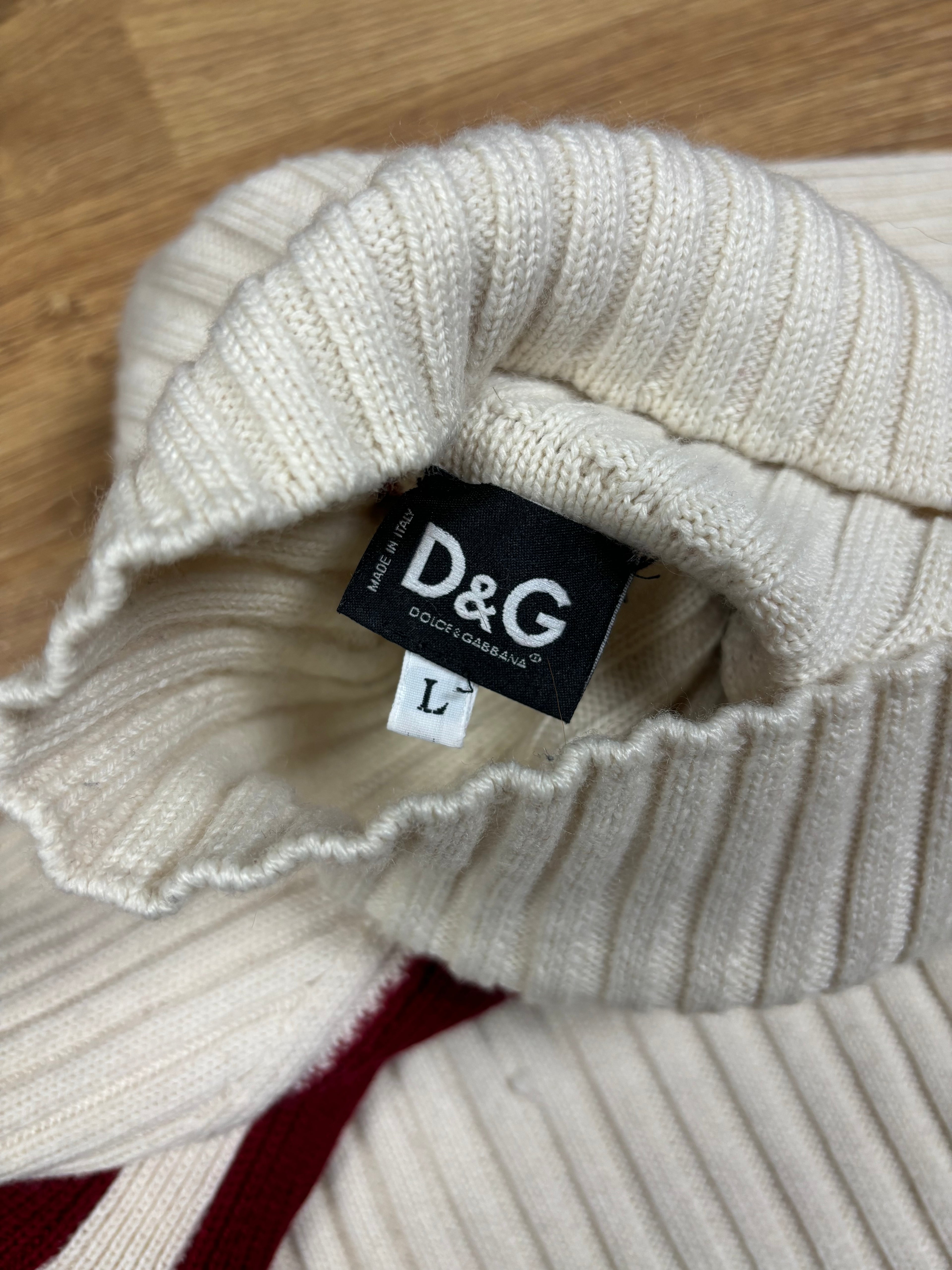 2000s Dolce & Gabbana Ribbed Wool Turtleneck Panel Knit