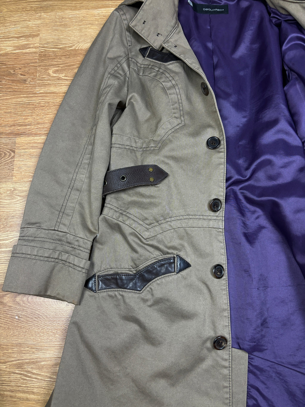 2000s Dsquared2 Trench Coat with Leather Belt Details
