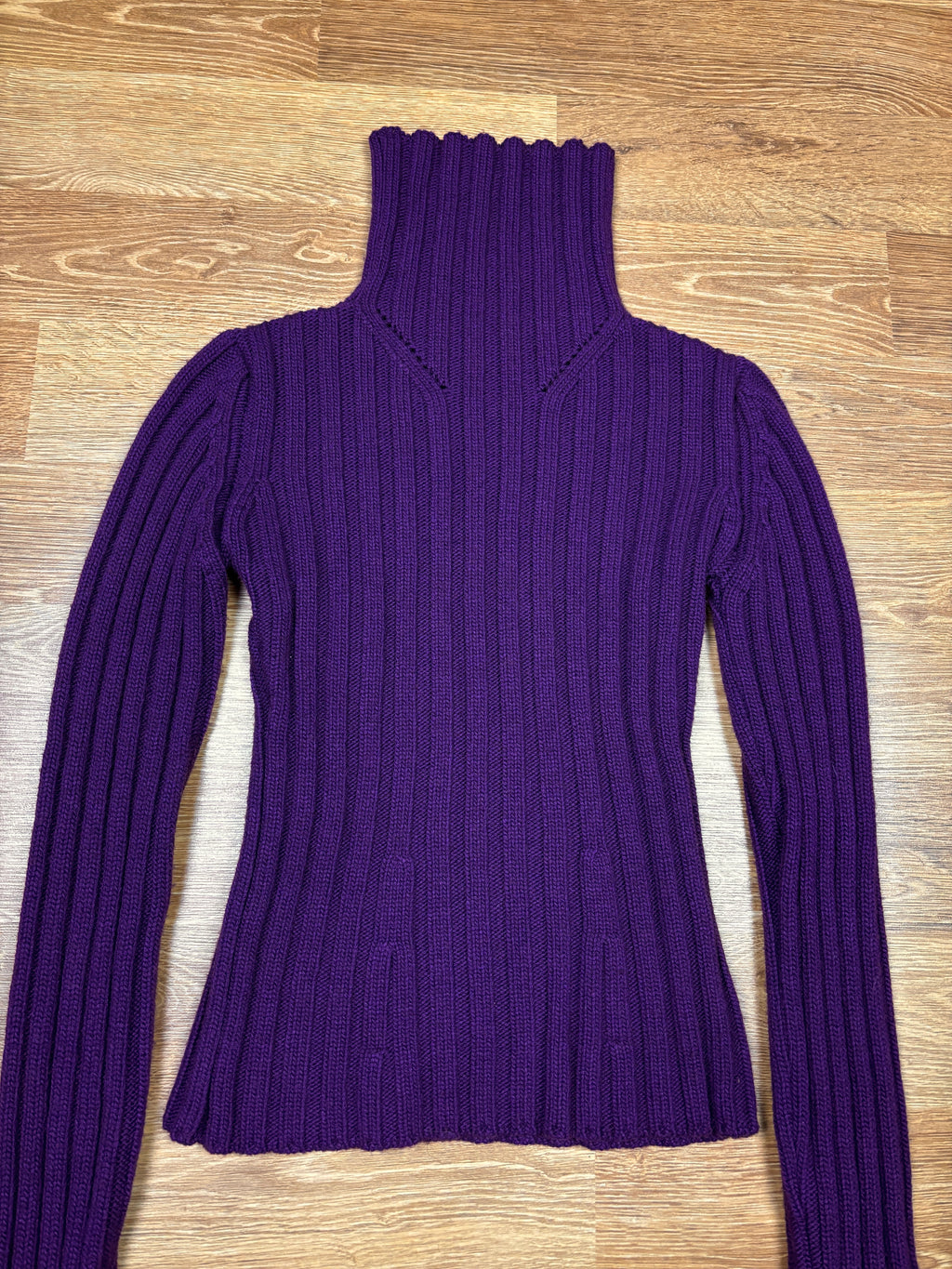 Ann Demeulemeester Purple Ribbed Turtleneck Knit
