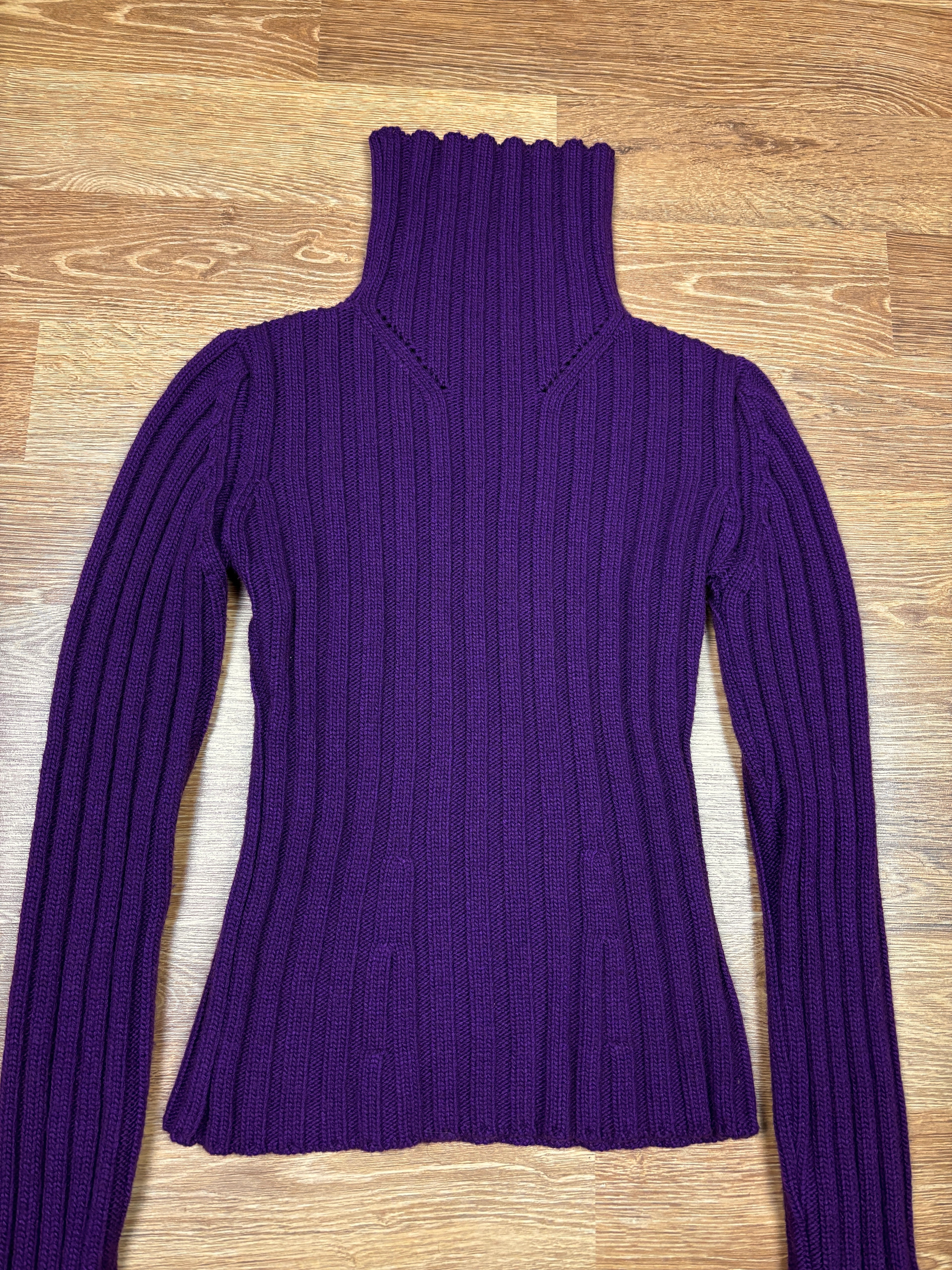 Ann Demeulemeester Purple Ribbed Turtleneck Knit