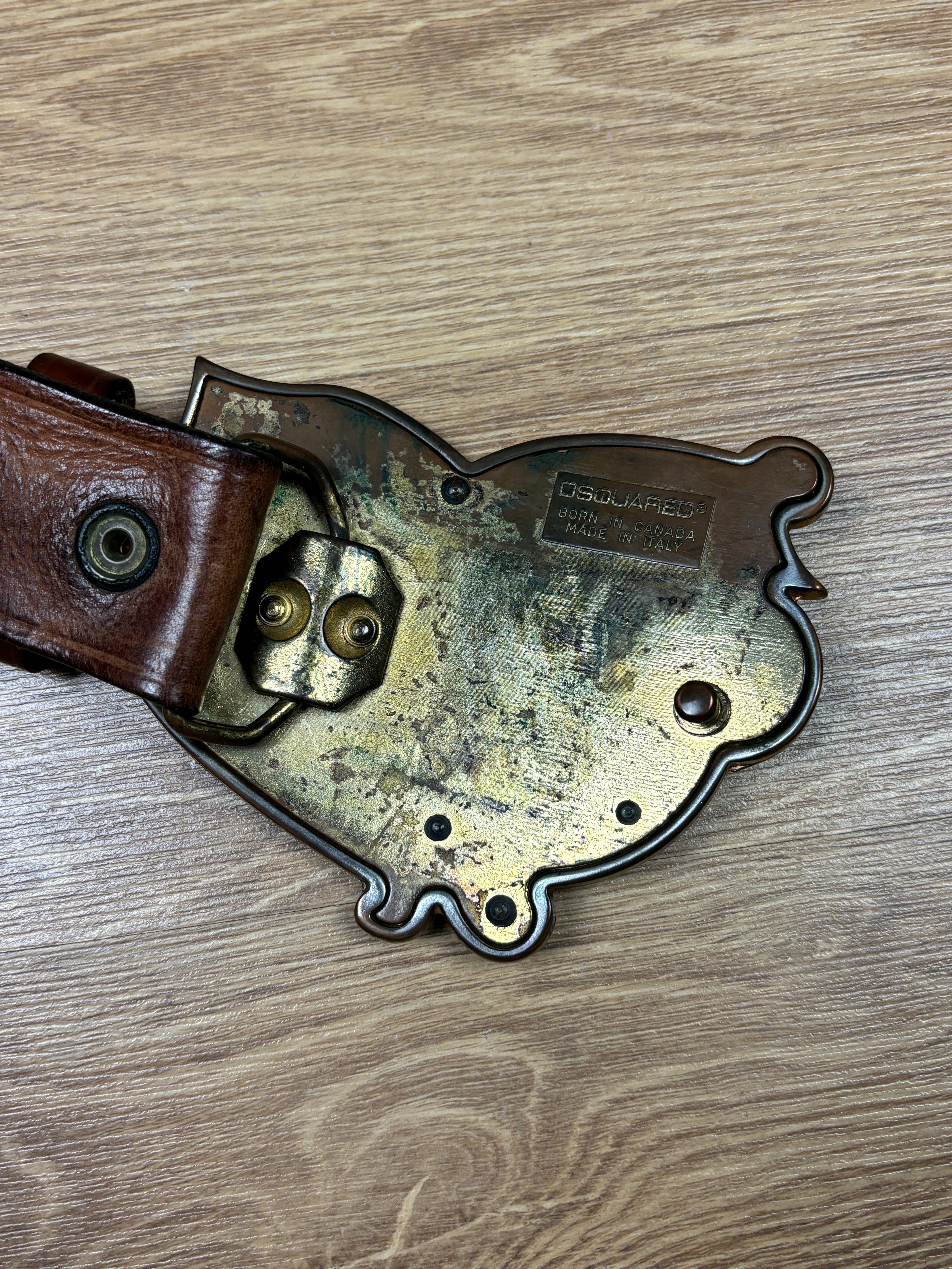 2000s Dsquared2 Renaissance Painting Leather Belt