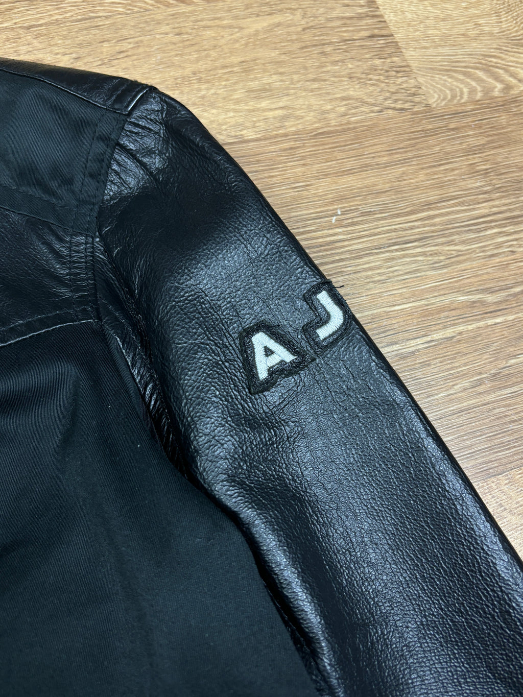2000s Armani Jeans Leather Panel Biker Jacket