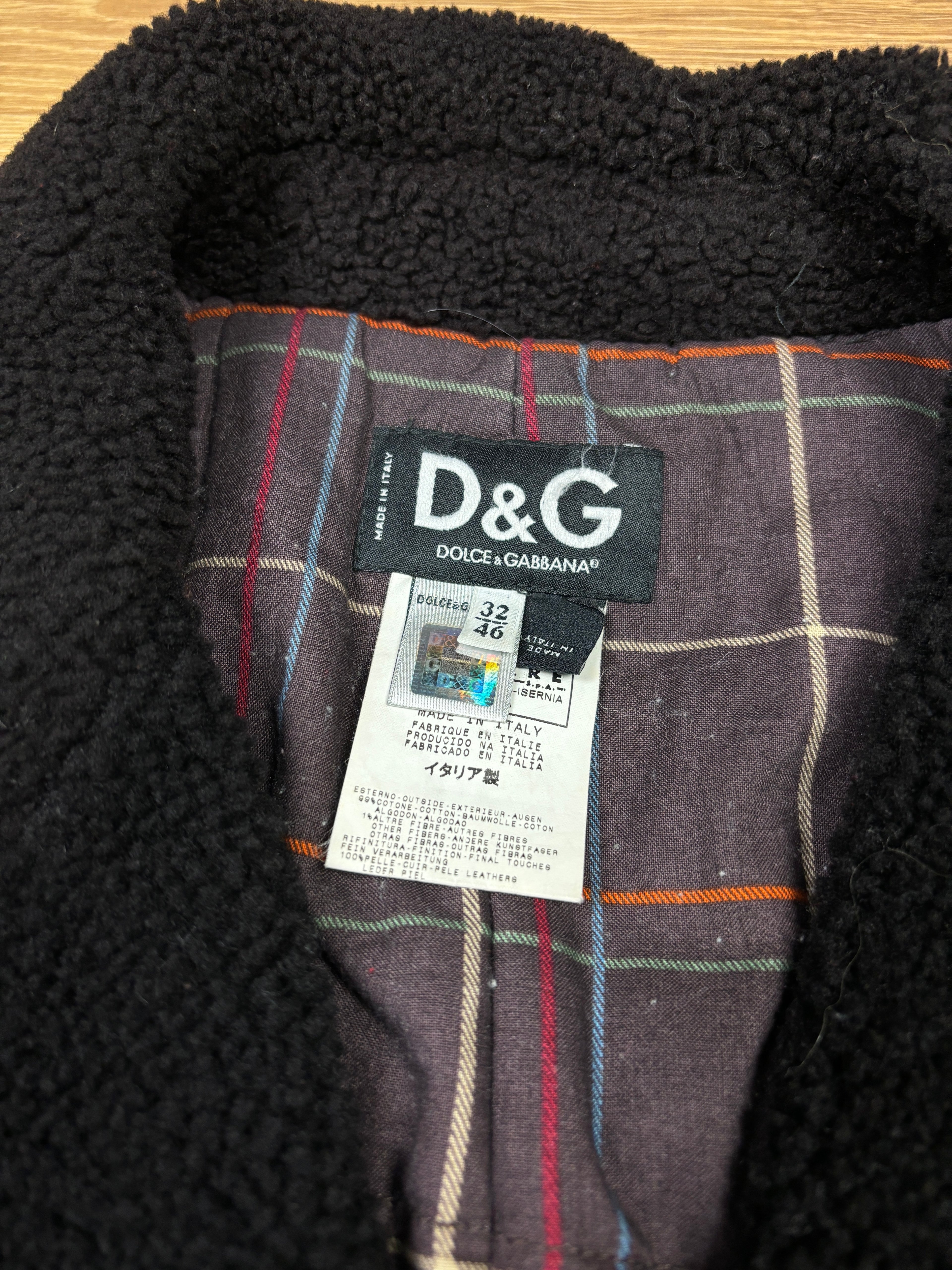 Dolce & Gabbana AW2004 Corduroy Shearling Lined Coat
