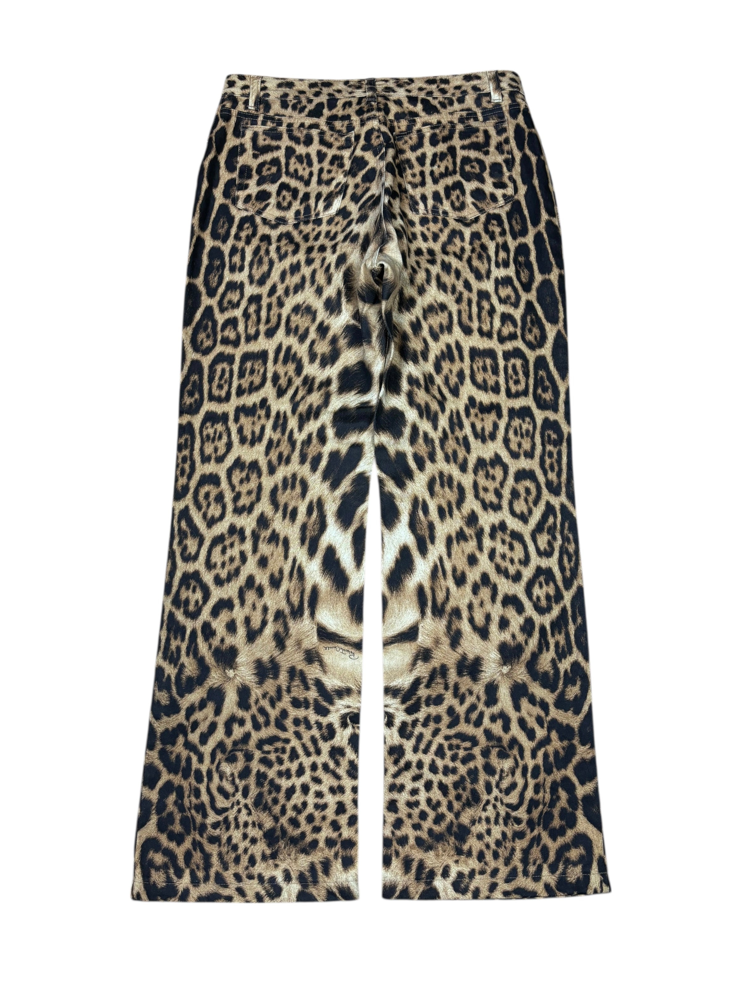 Pantalones acampanados con estampado de leopardo Roberto Cavalli AW2002