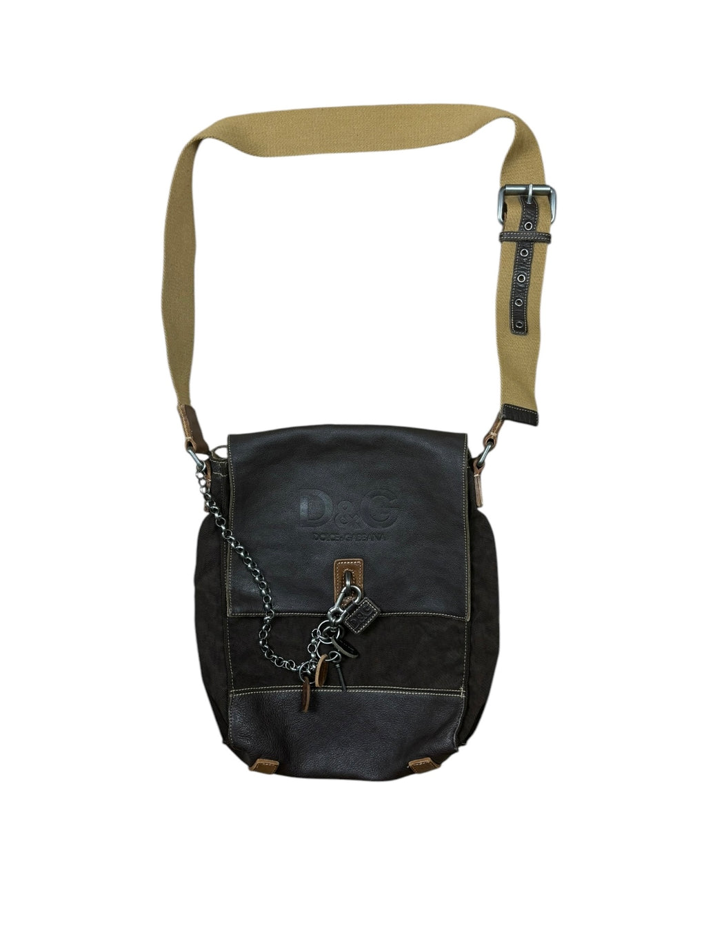 Dolce & Gabbana Leather Canvas Crossbody Bag