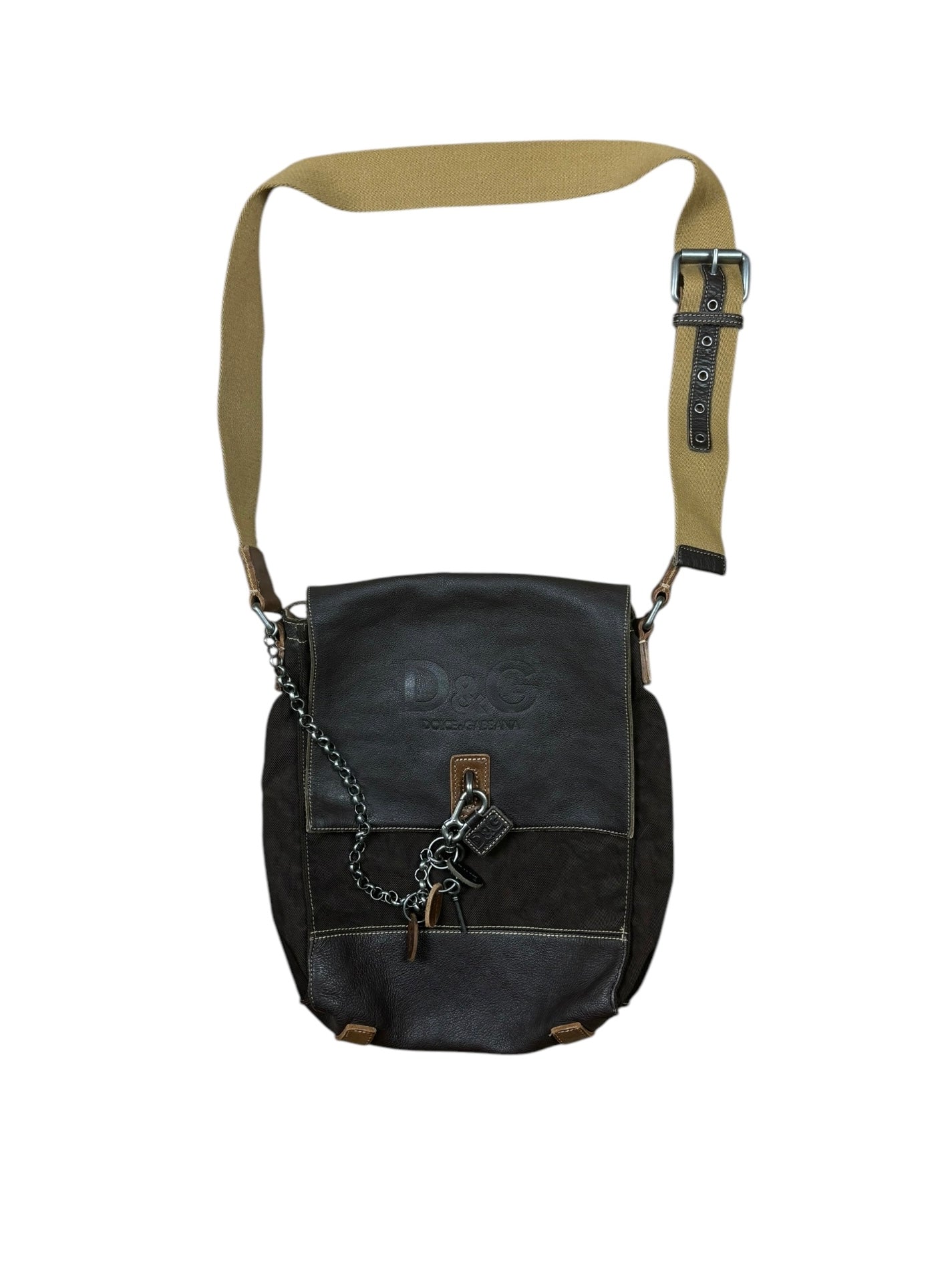 Dolce & Gabbana Leather Canvas Crossbody Bag