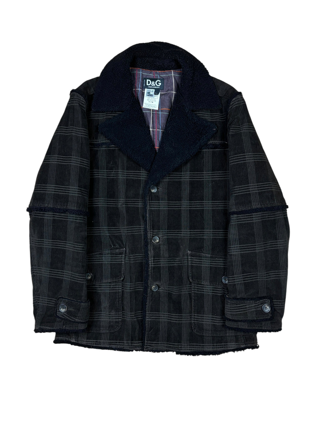 Dolce & Gabbana AW2004 Corduroy Shearling Lined Coat