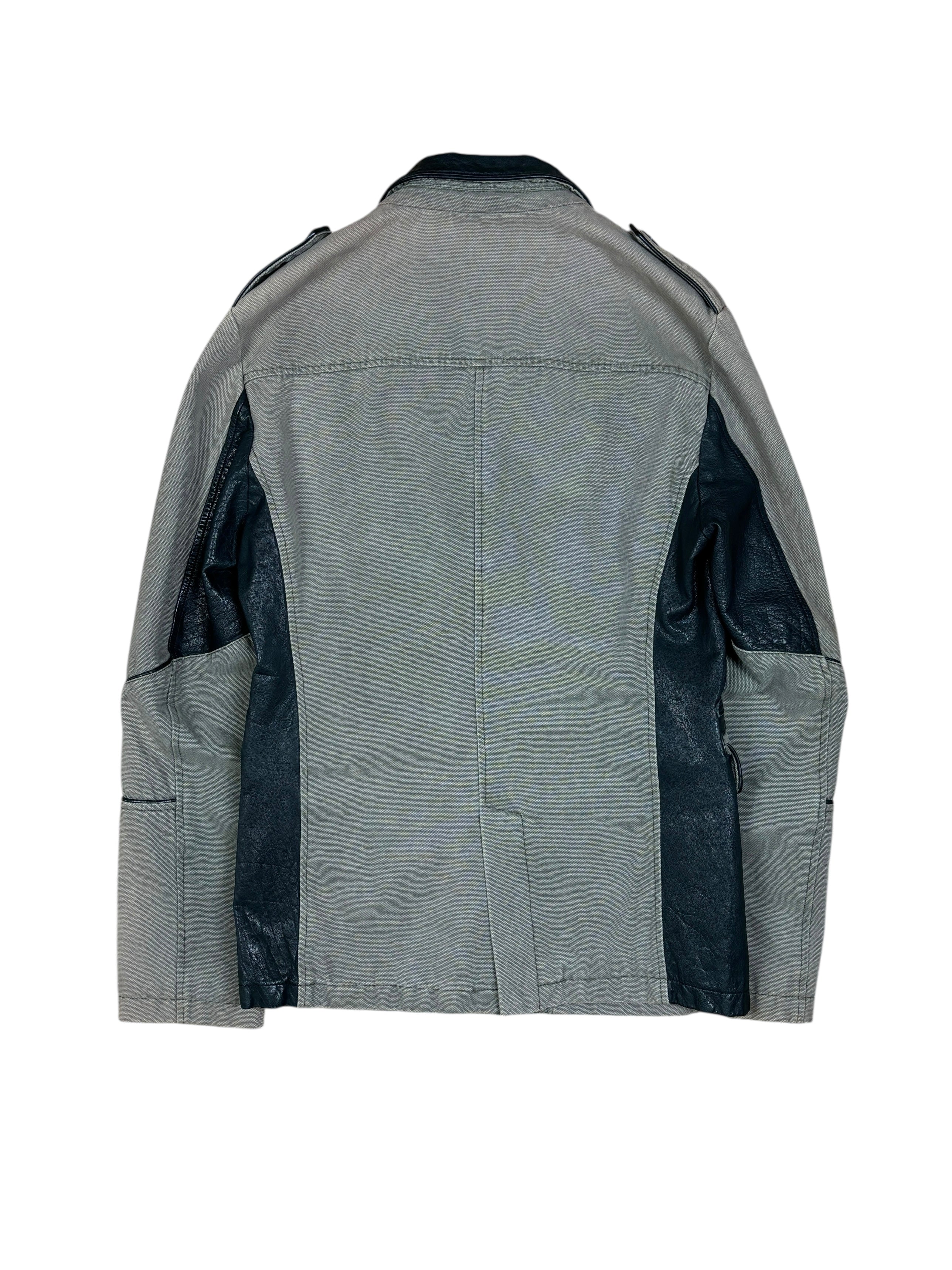 Chaqueta utilitaria Dirk Bikkembergs de los 2000 con detalles de cuero