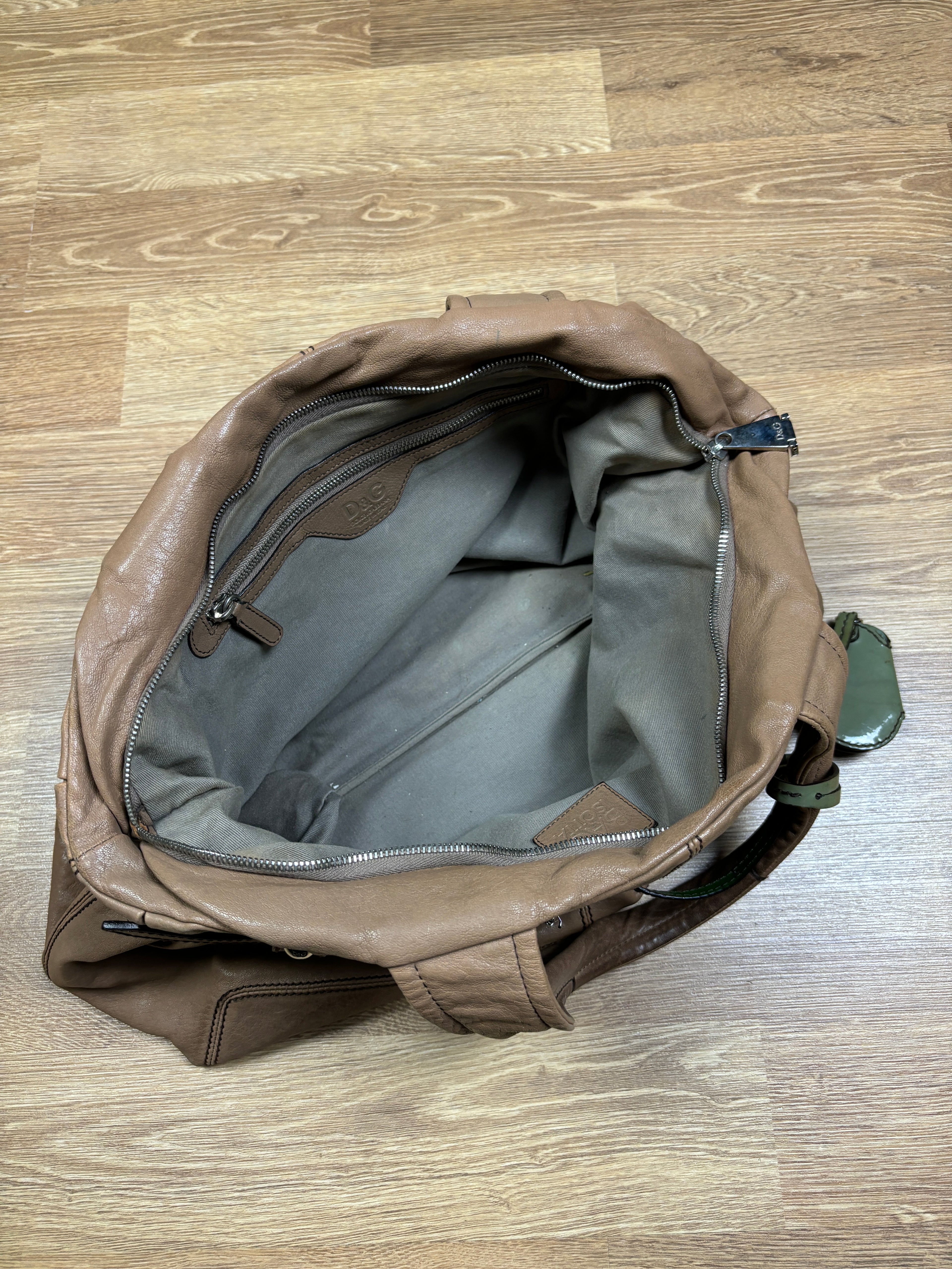 Dolce & Gabbana 2000s Brown Leather Shoulder Bag with Strap Detail