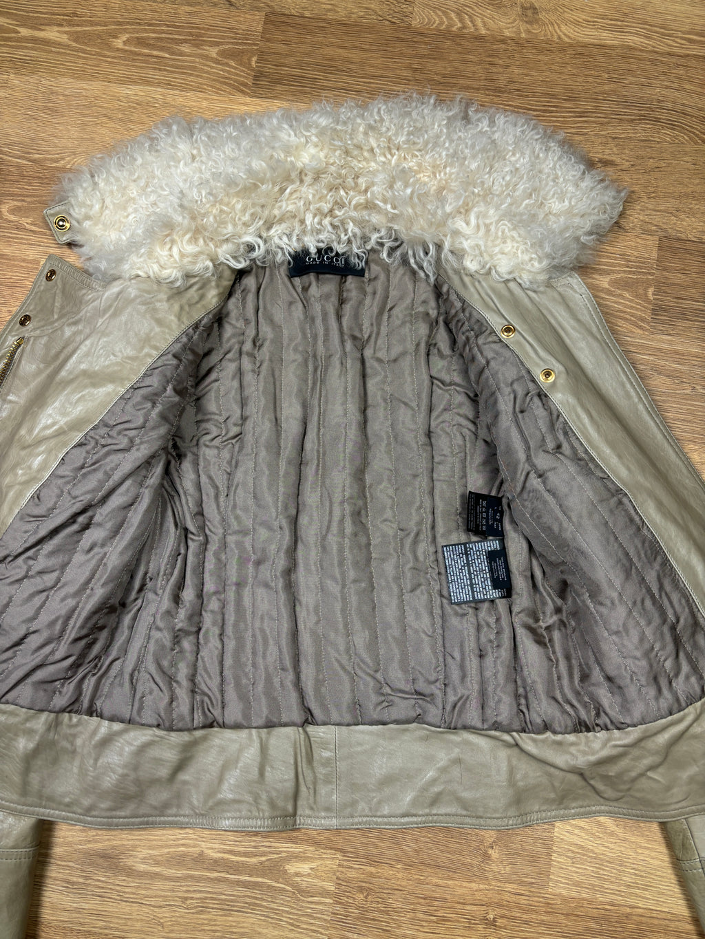 Gucci Frida Giannini Leather Shearling Collar Jacket