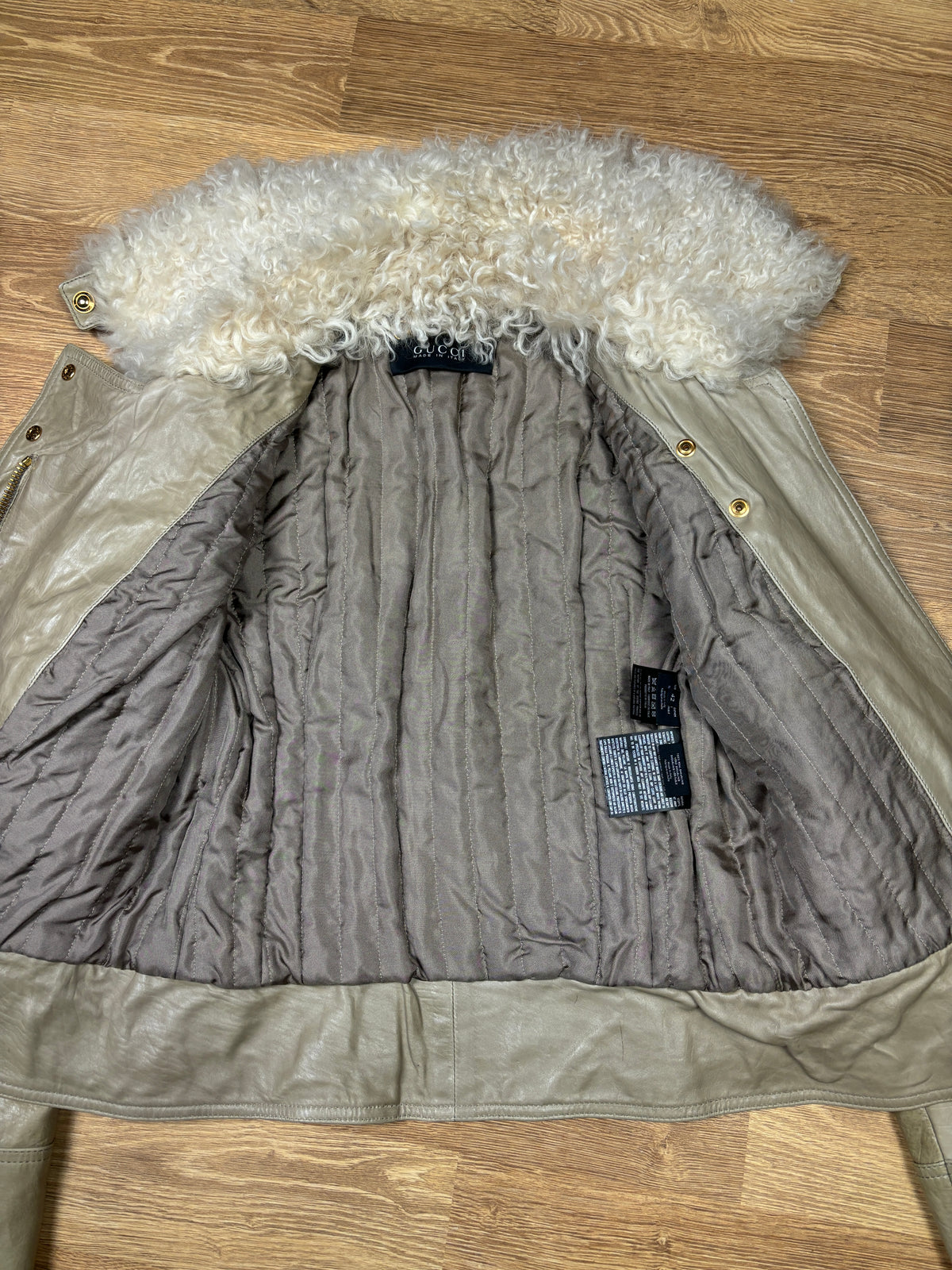 Gucci Frida Giannini Leather Shearling Collar Jacket