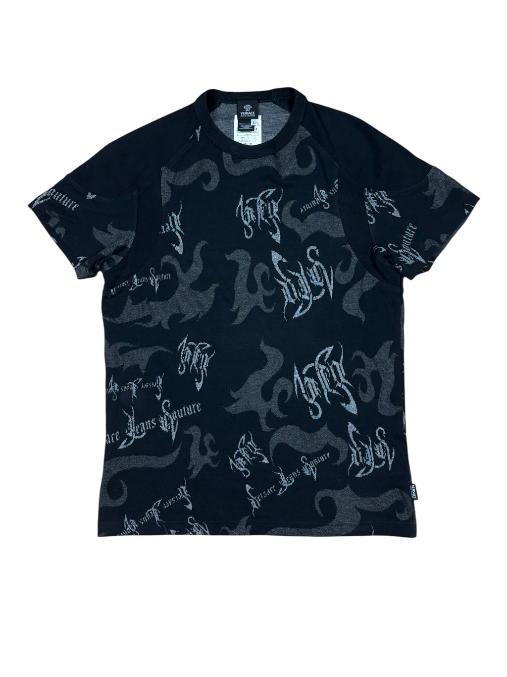 2000s Versace Jeans Gothic Logo T-Shirt